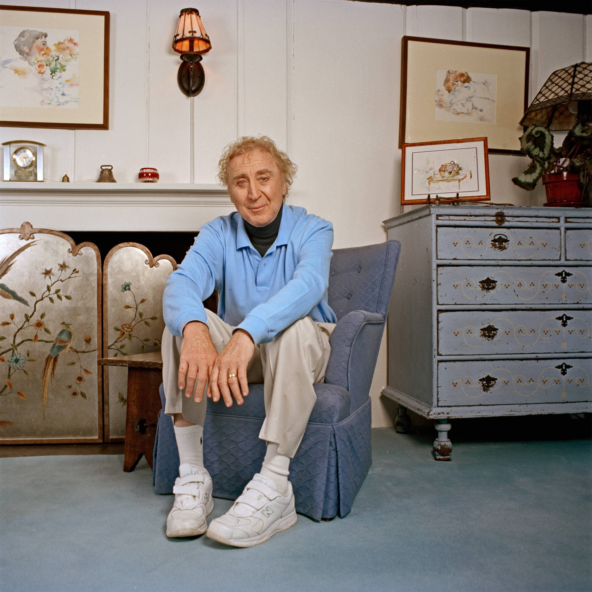 Legendary American Actor Gene Wilder Relaxing At His Connecticut Home. Background