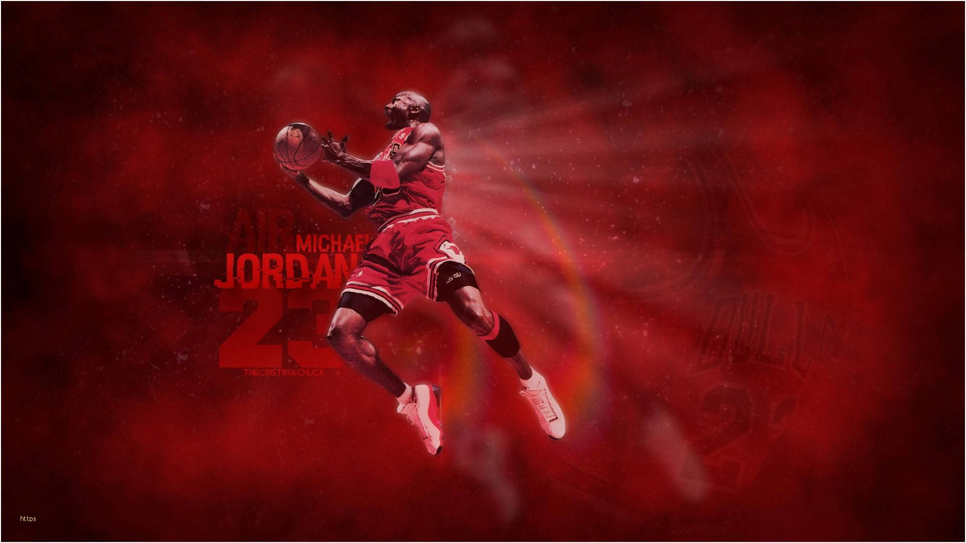 Legendary Basketball Icon Michael Jordan Soaring Through The Air Background