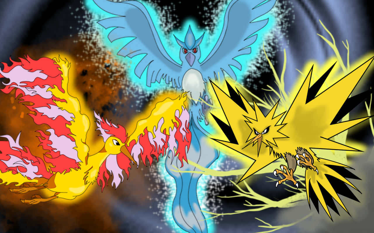 Legendary Bird Trio Articuno, Zapdos, And Moltres Background