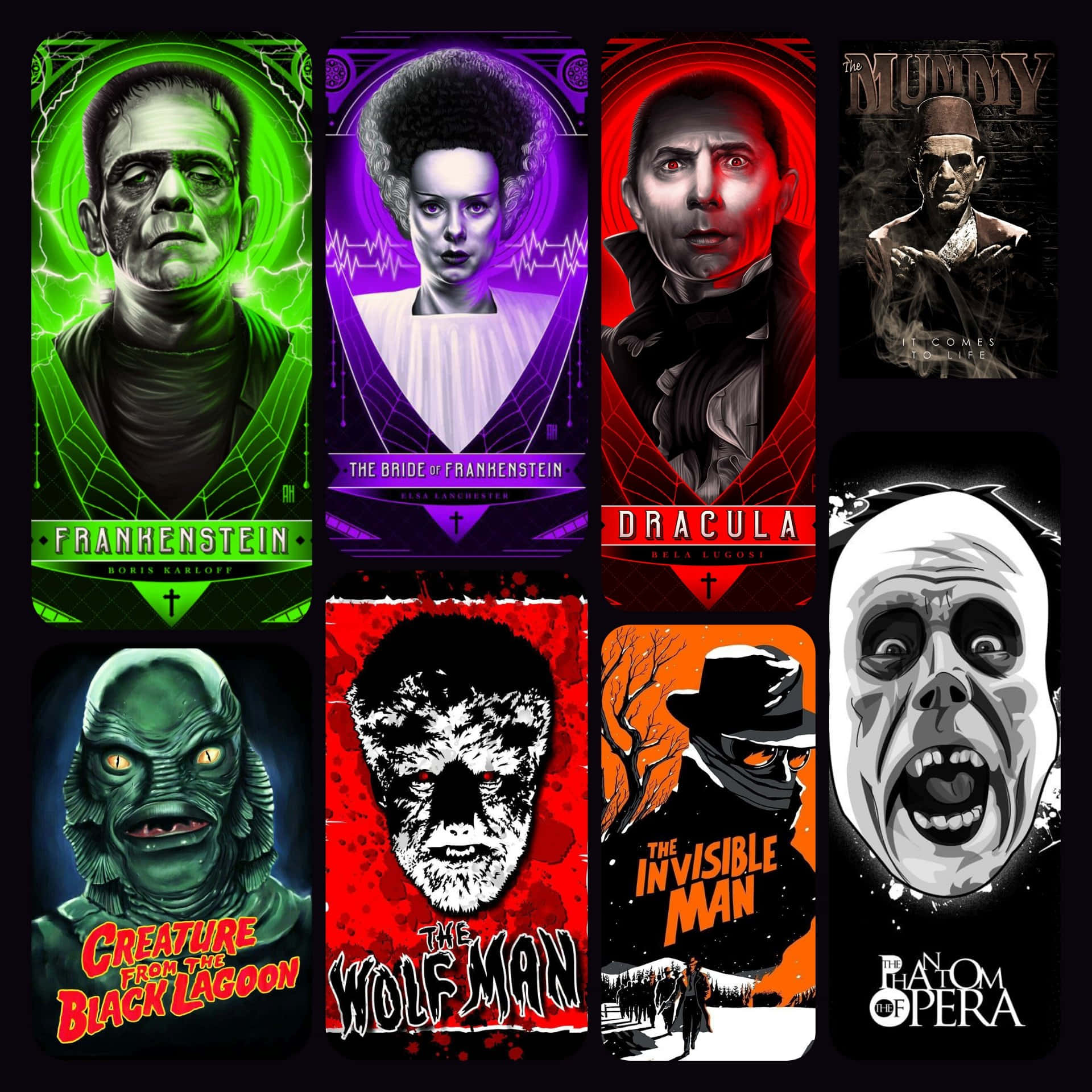 Legendary Figures Of Fright - A Classic Collection Of Universal Monsters Background