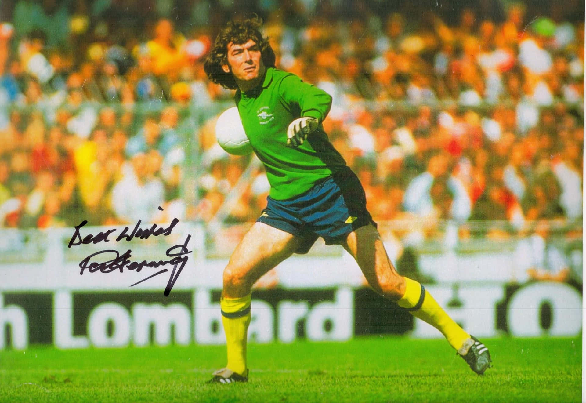Legendary Football Player Pat Jennings Autographed Portrait Background