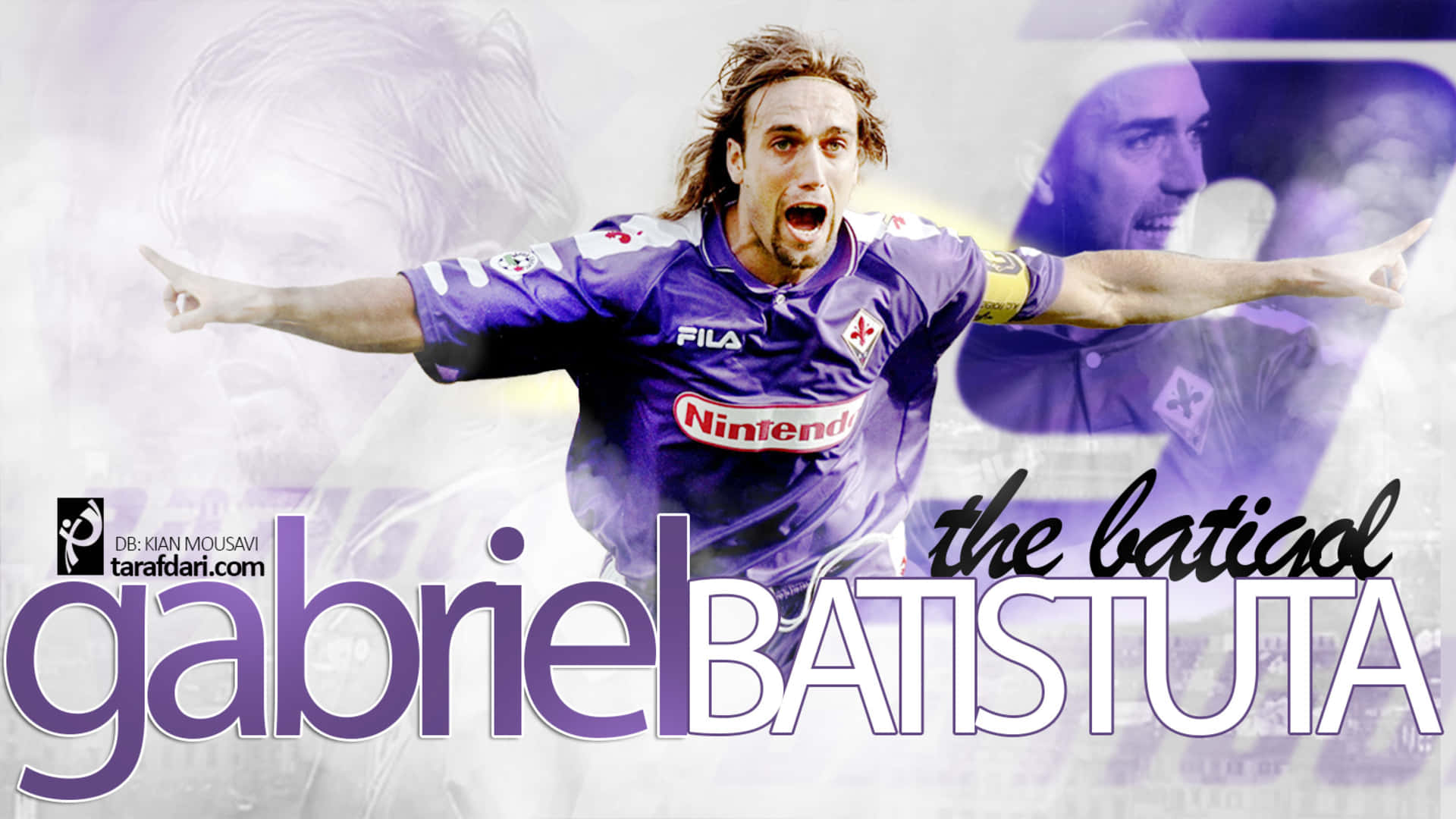 Legendary Football Star Gabriel Batistuta Action Poster Background