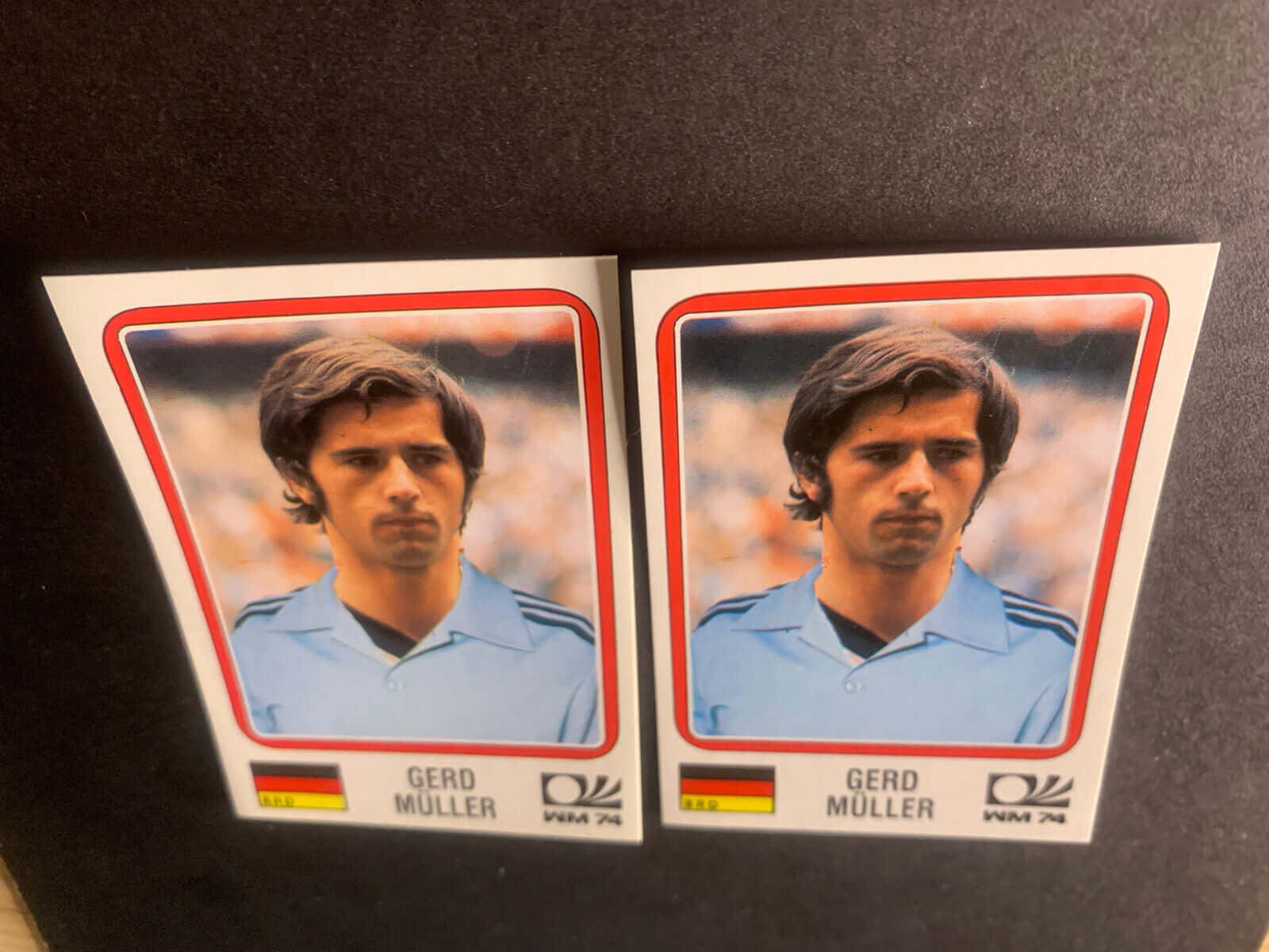 Legendary German Footballer Gerd Muller Showcased In A Classic Trading Card Background