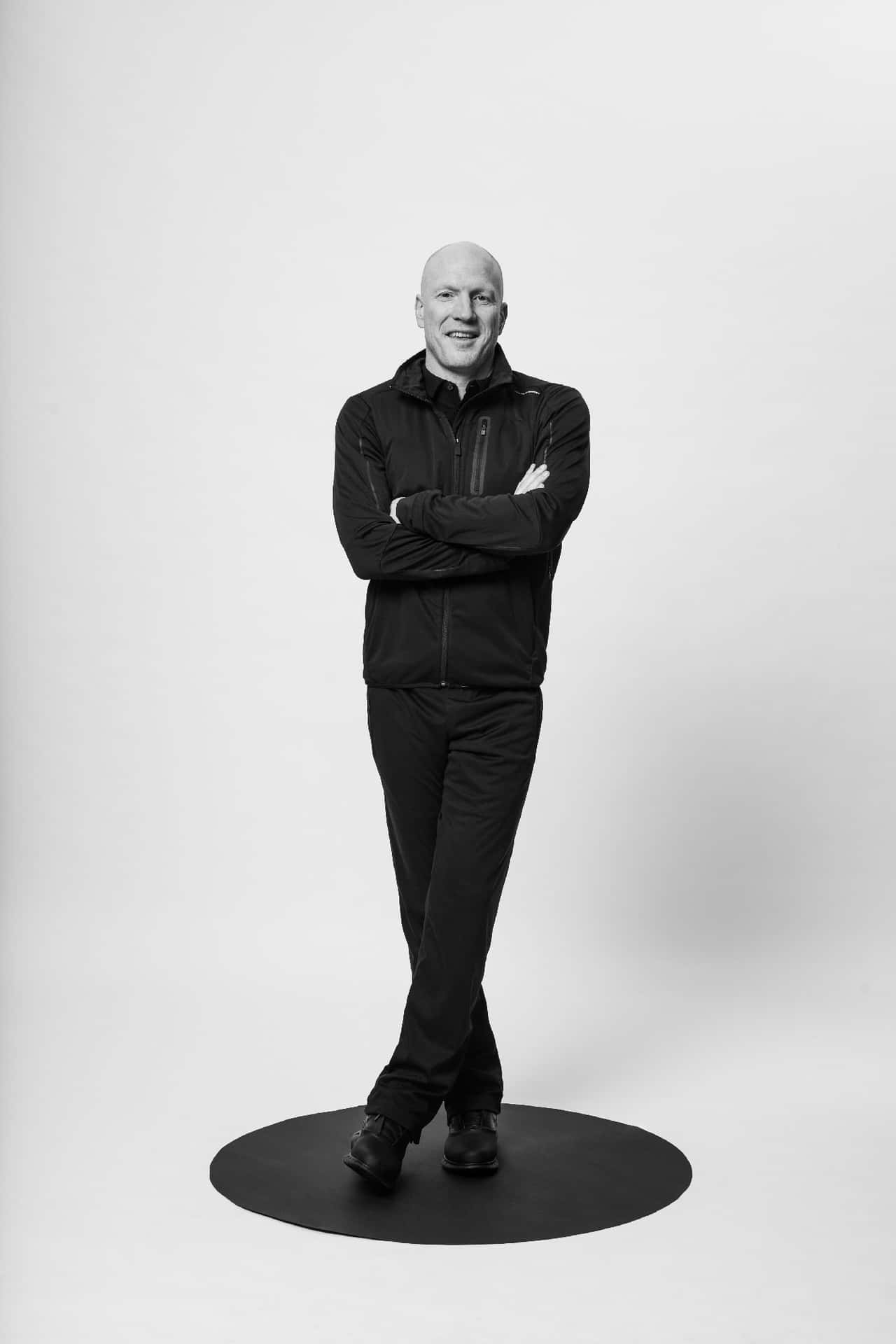 Legendary German Footballer - Matthias Sammer In A Black Jacket Photo-shoot. Background