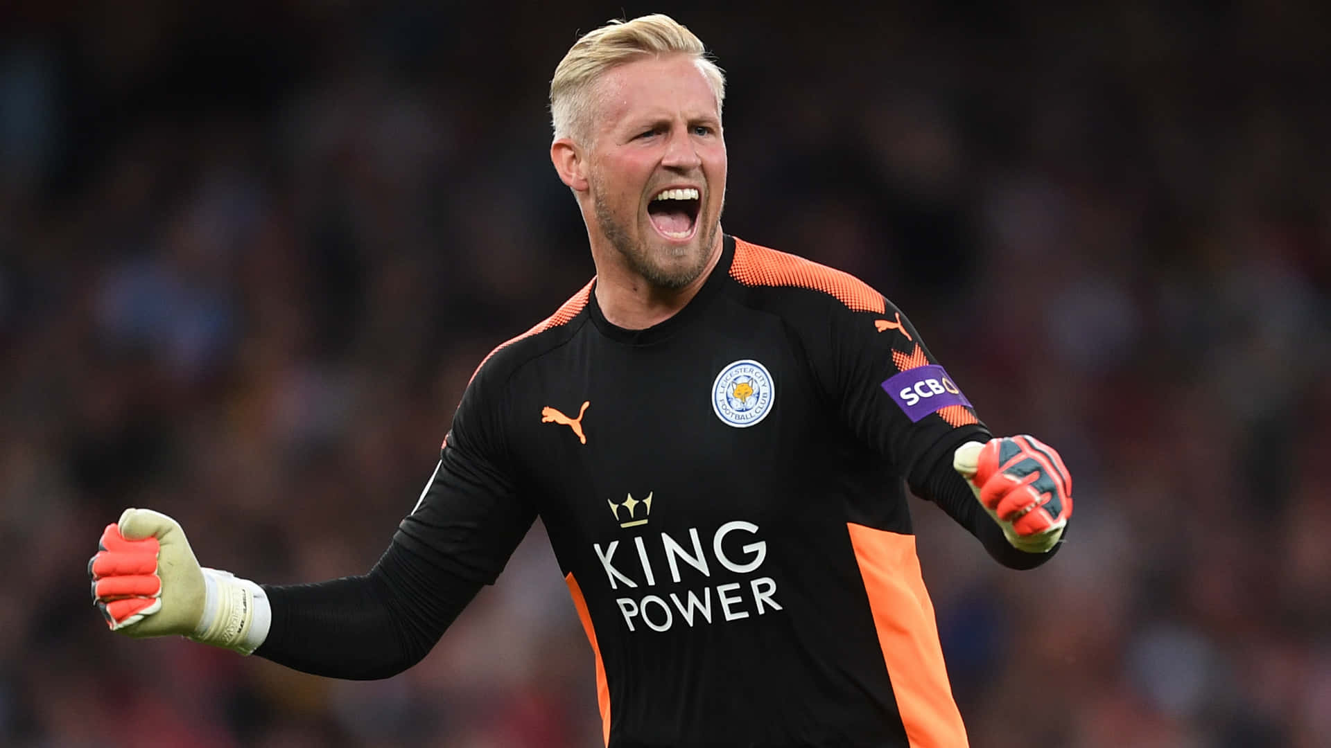 Legendary Goalkeeper Peter Schmeichel In Action Background