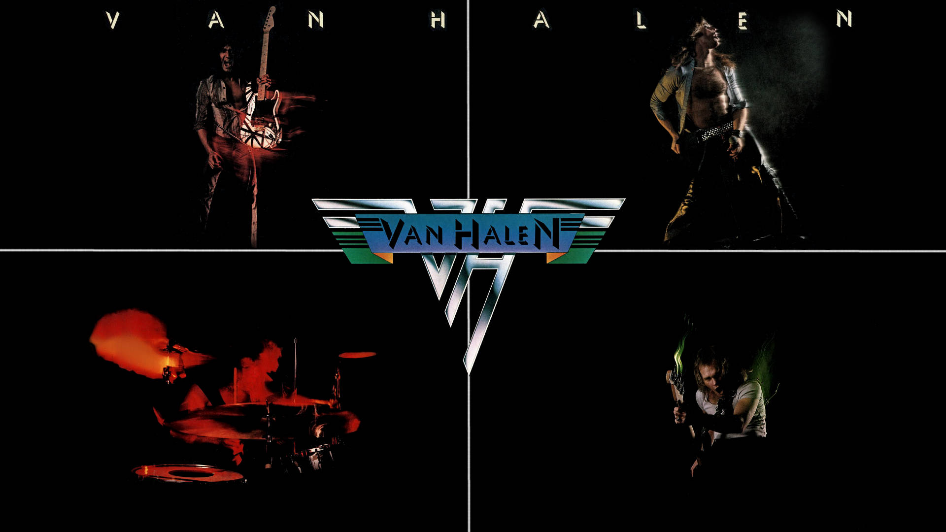 Legendary Guitarist Eddie Van Halen's Band Collage Background