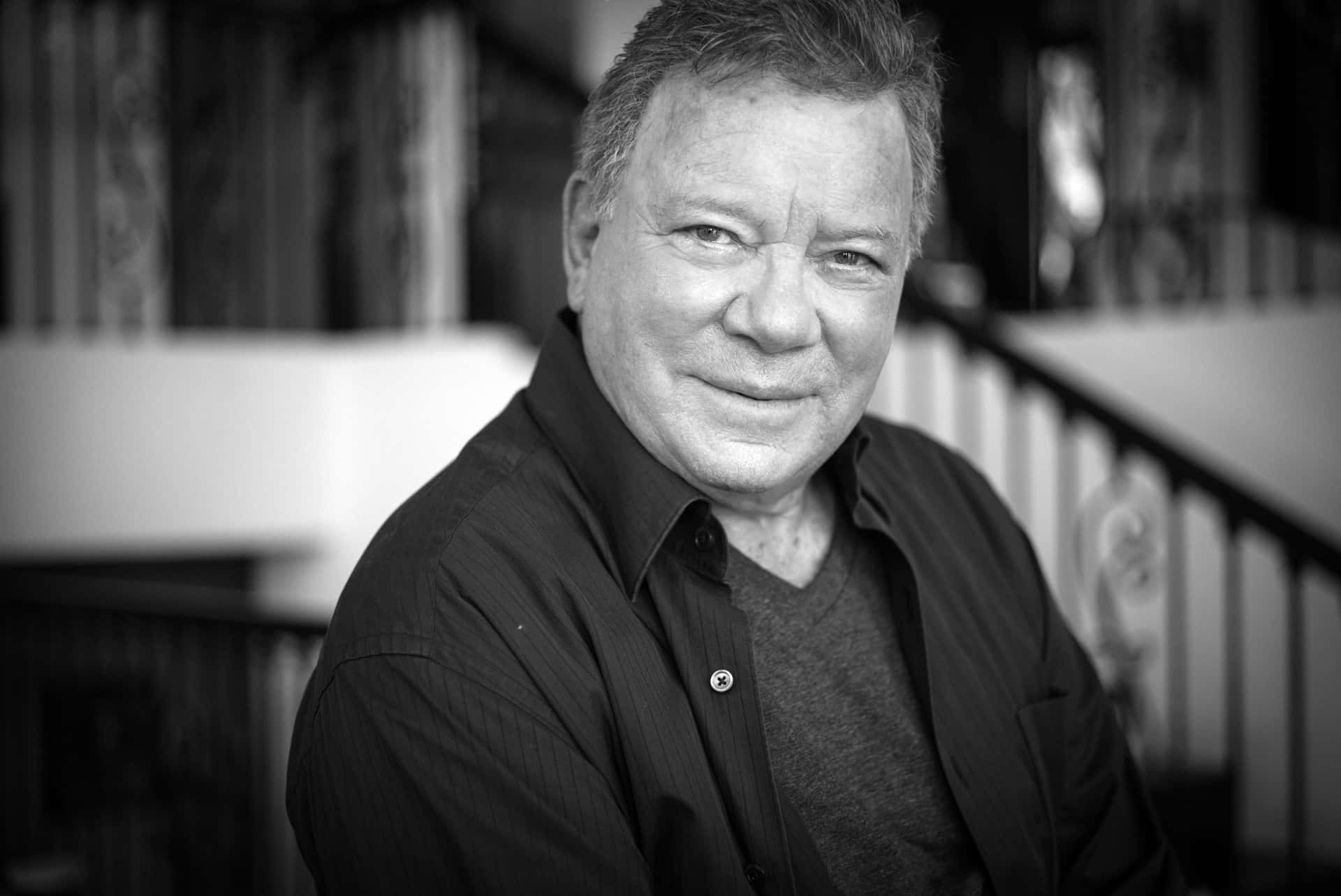 Legendary Hollywood Actor, William Shatner Posing For A Professional Portrait Session. Background