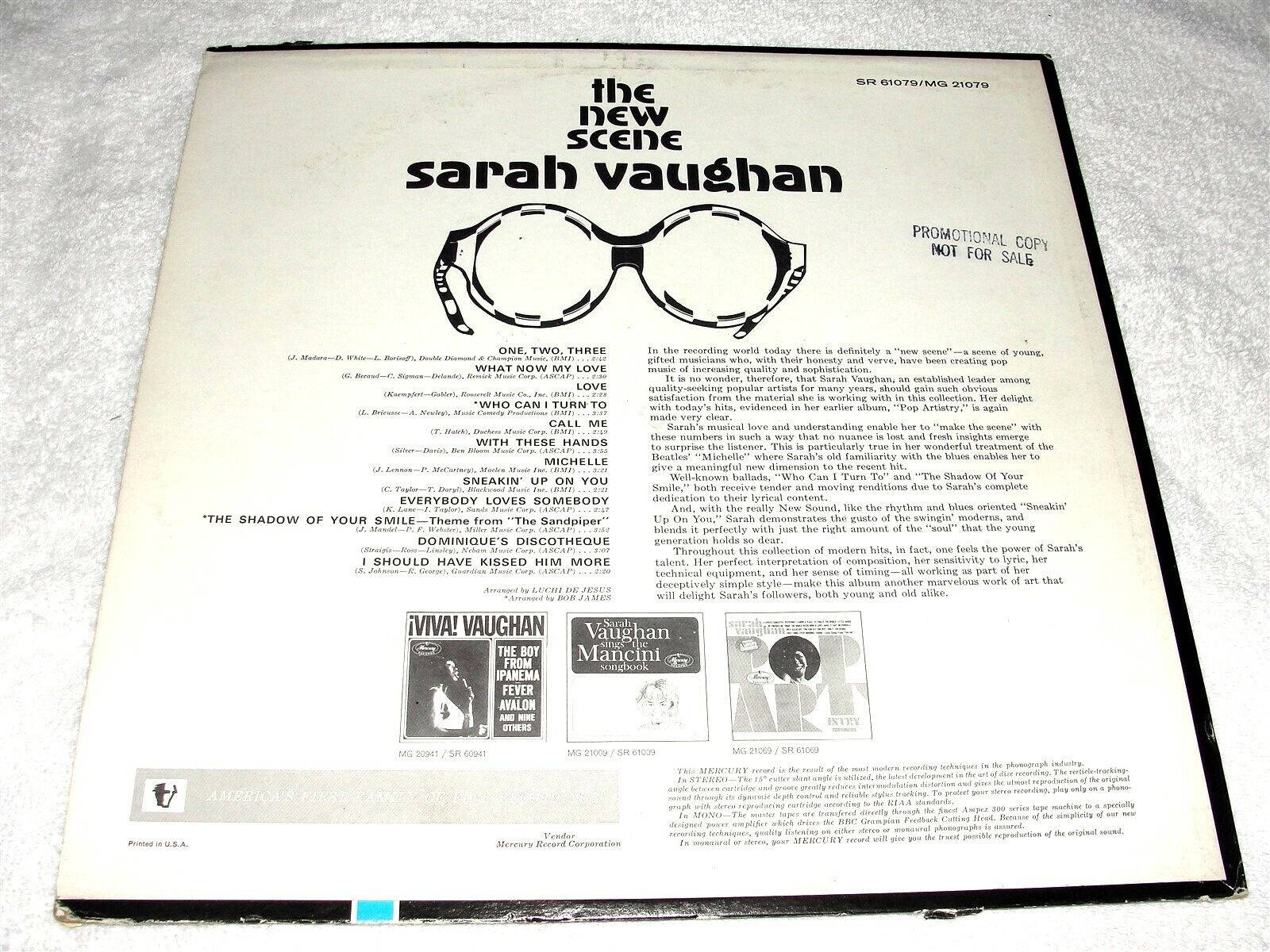 Legendary Jazz Singer Sarah Vaughan White Vinyl Record Background