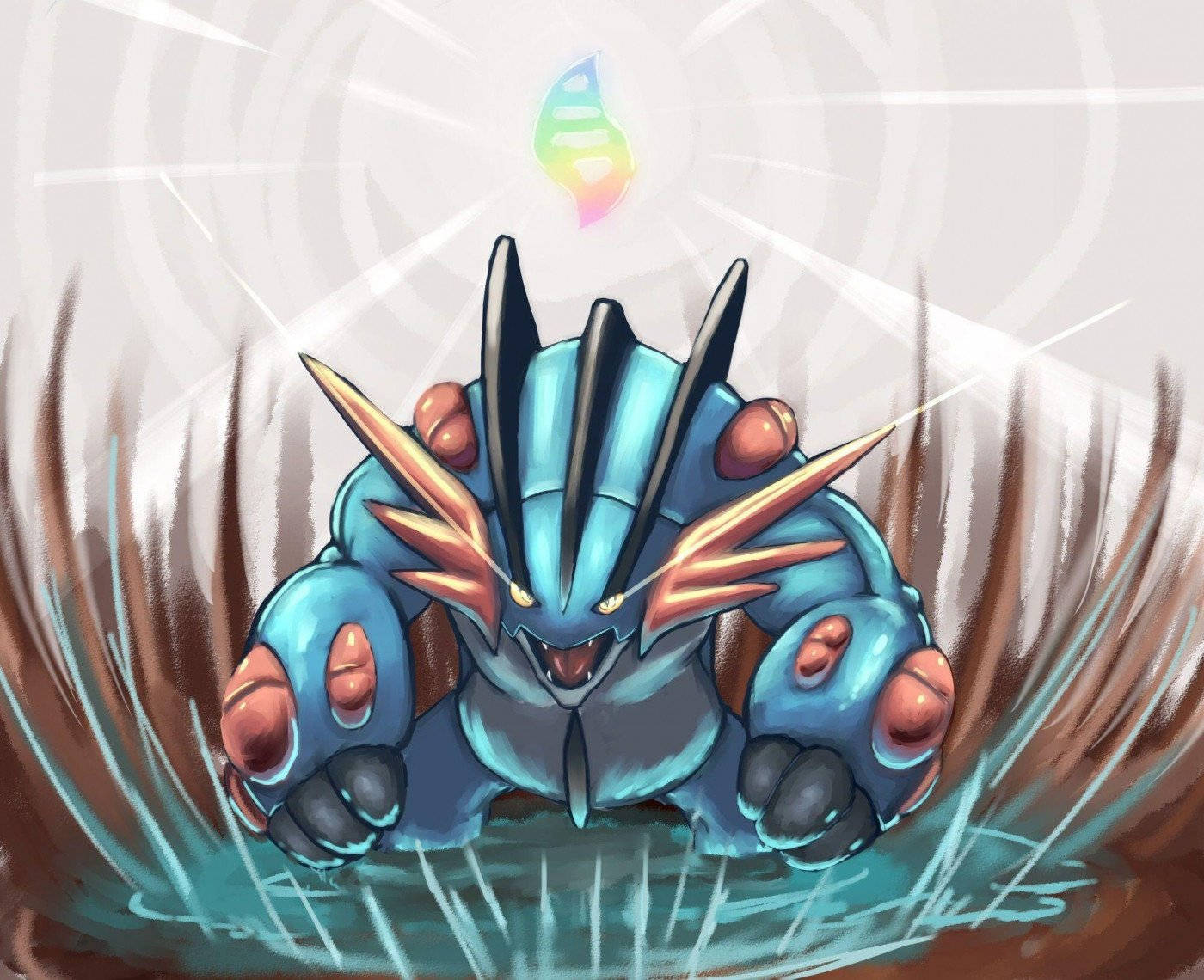 Legendary Mega Swampert In Dynamic Battle Stance