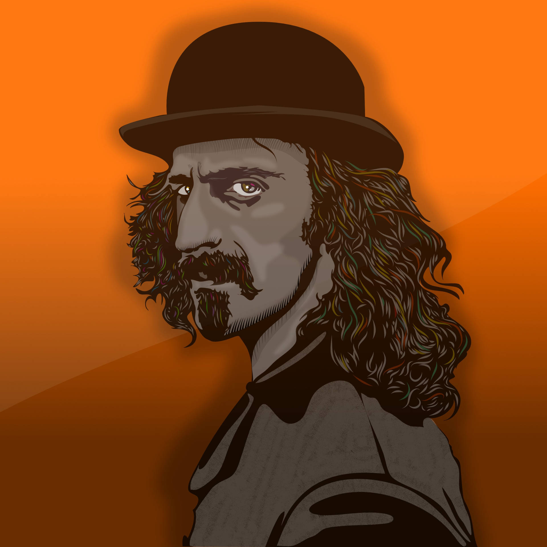 Legendary Music Icon Frank Zappa In Digital Art Background