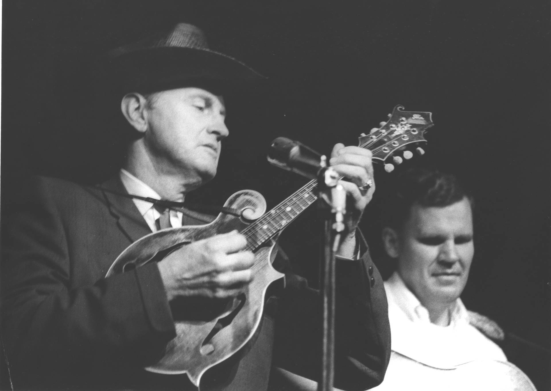 Legendary Musician Bill Monroe Performing At 1963 Newport Folk Festival Background