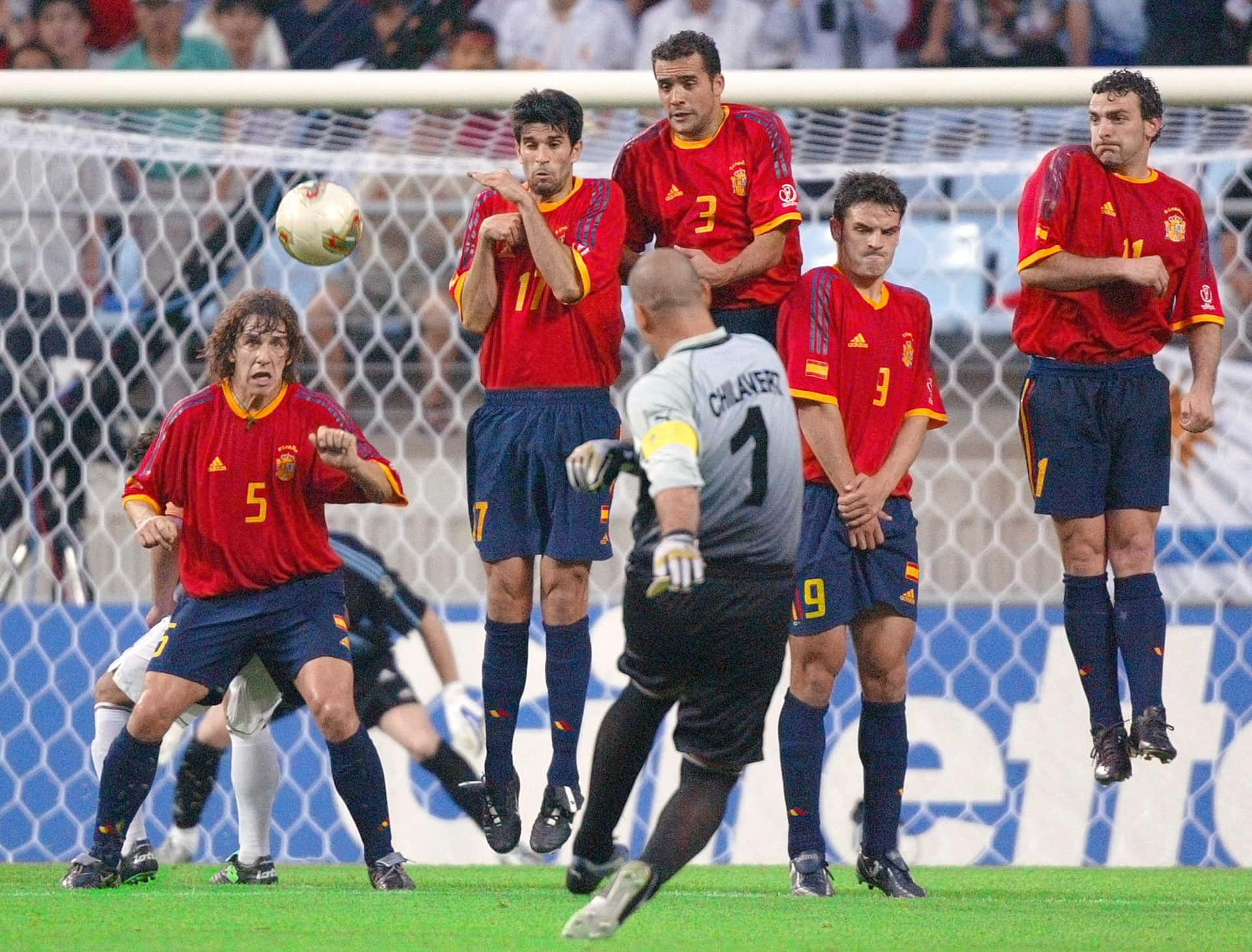 Legendary Paraguayan Footballer, José Luis Chilavert, Preparing For His Iconic Free Kick. Background