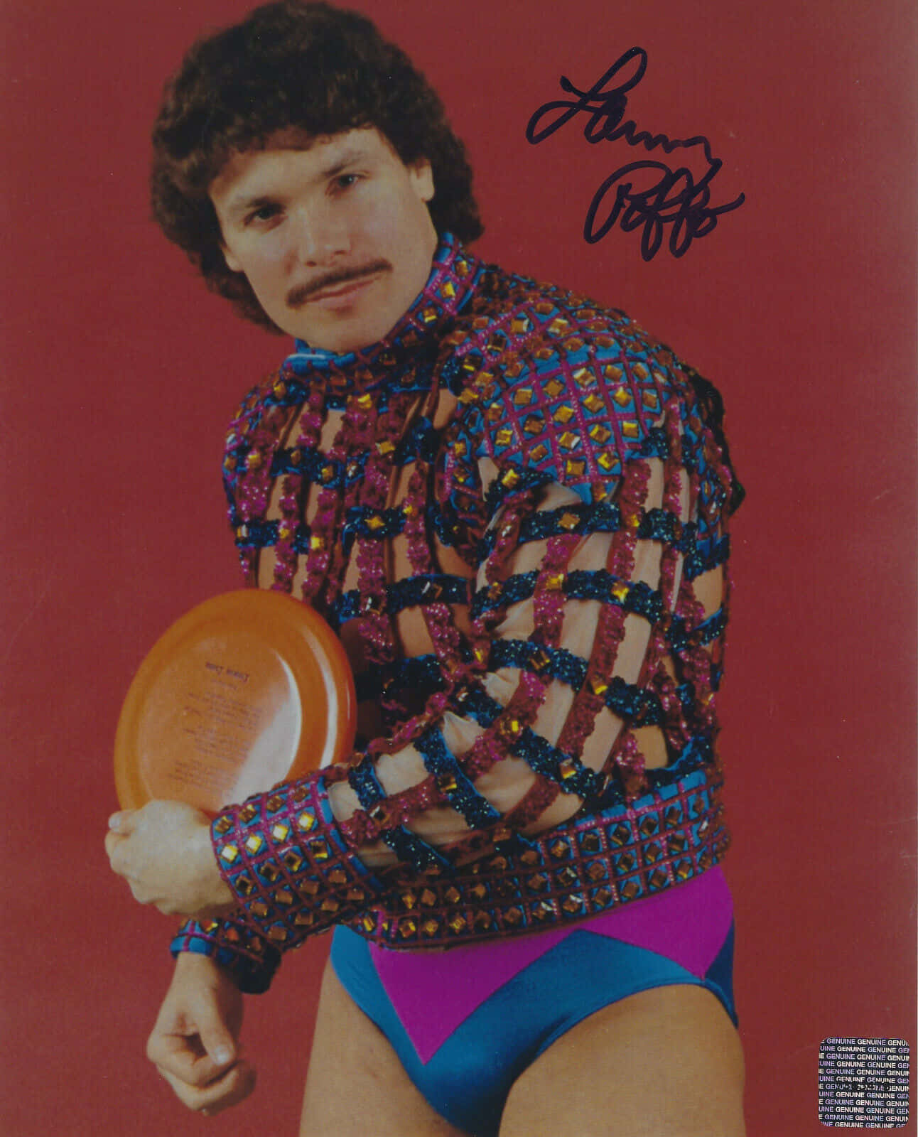 Legendary Pro Wrestler Lanny Poffo In An Orange Circle. Background