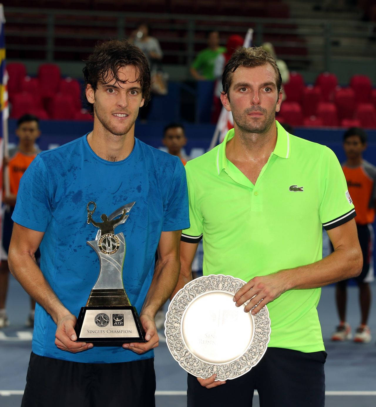 Legendary Tennis Players Joao Sousa And Julien Benneteau On A Competitive Match