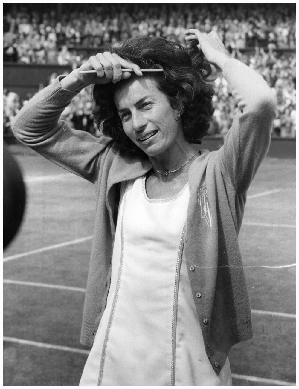 Legendary Tennis Star, Virginia Wade, In Action. Background