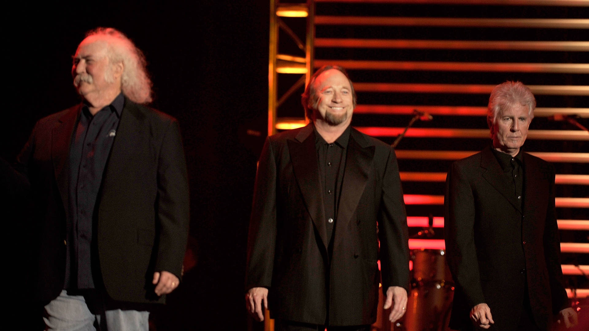 Legendary Trio Crosby, Stills And Nash In Monochrome Background