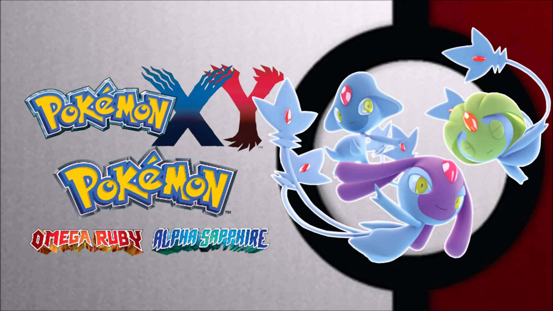 Legendary Trio Of Lake Spirits: Azelf, Mesprit, Uxie In Pokemon X & Y Background