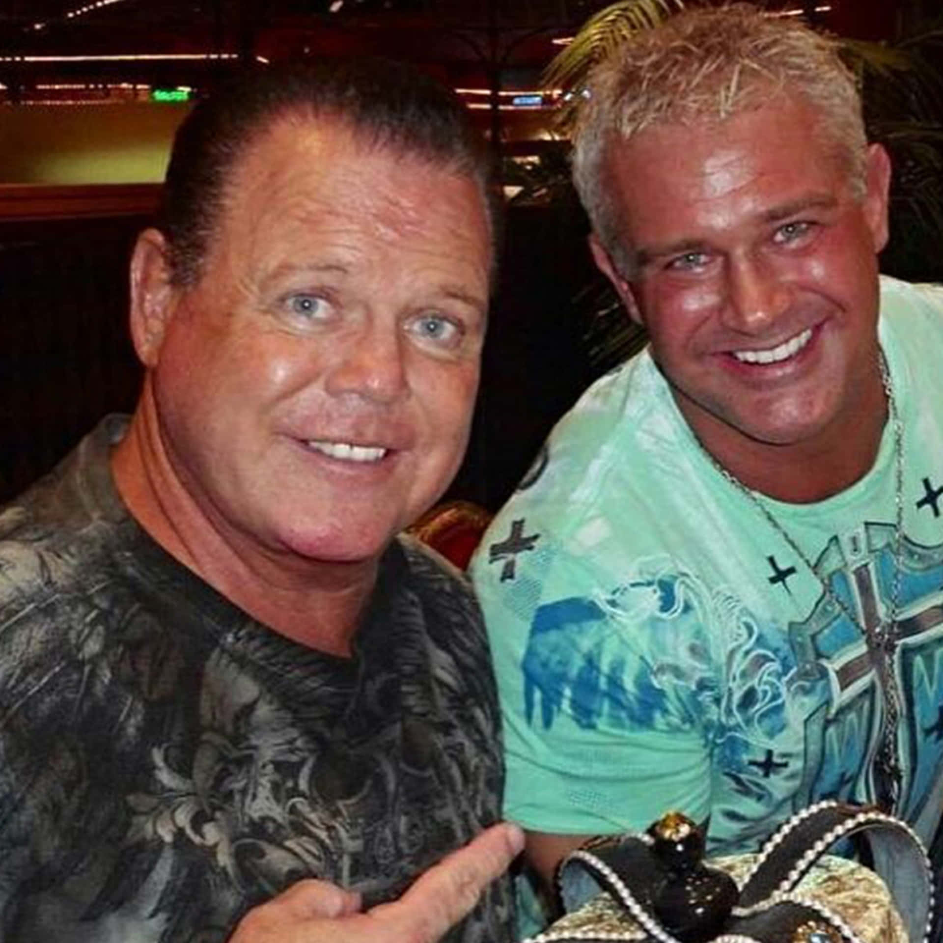 Legendary Wwe Commentator Jerry Lawler With Renowned Wrestler Brian Christopher.