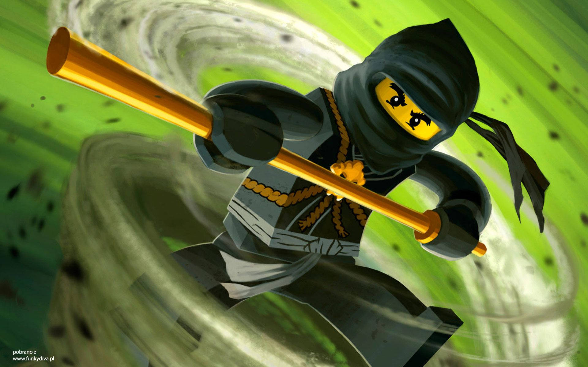 Lego Ninjago Cole With Gold Staff Background