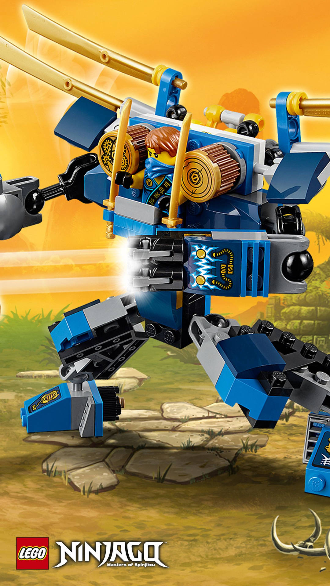 Lego Ninjago Jay's Blue Robot Background