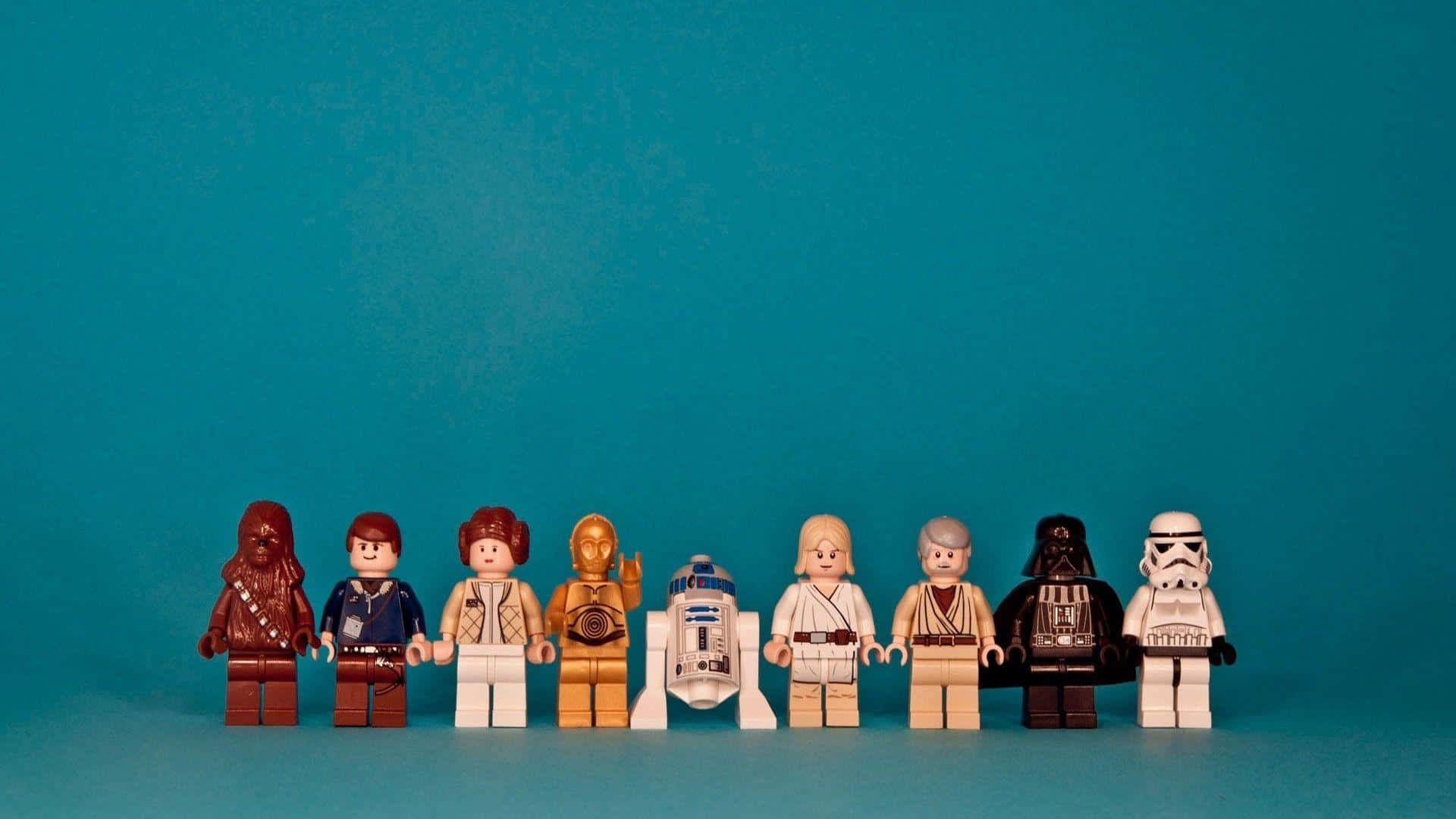 Lego Star Wars Characters On Blue Background Background