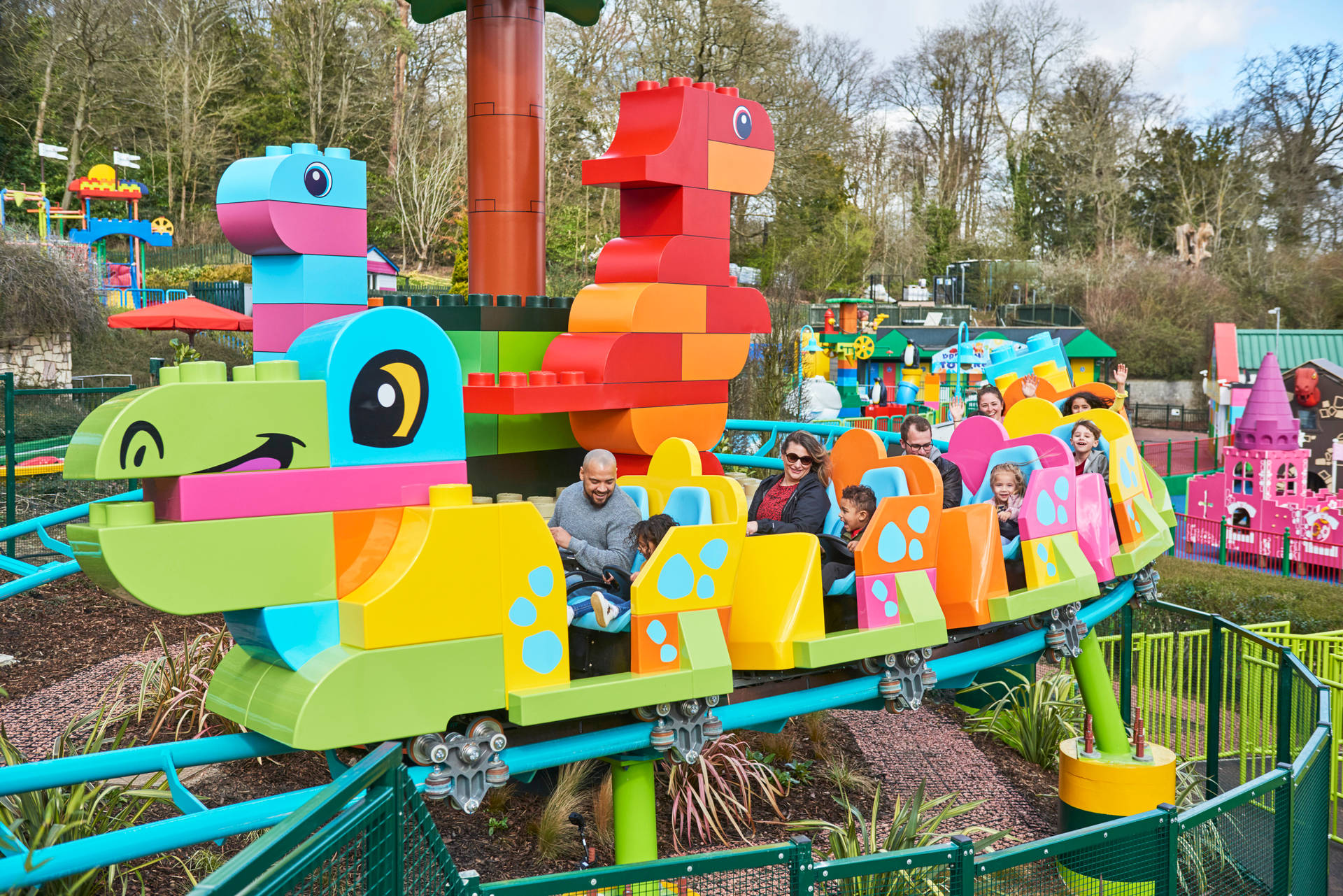 Legoland Kids At Rollercoaster Background