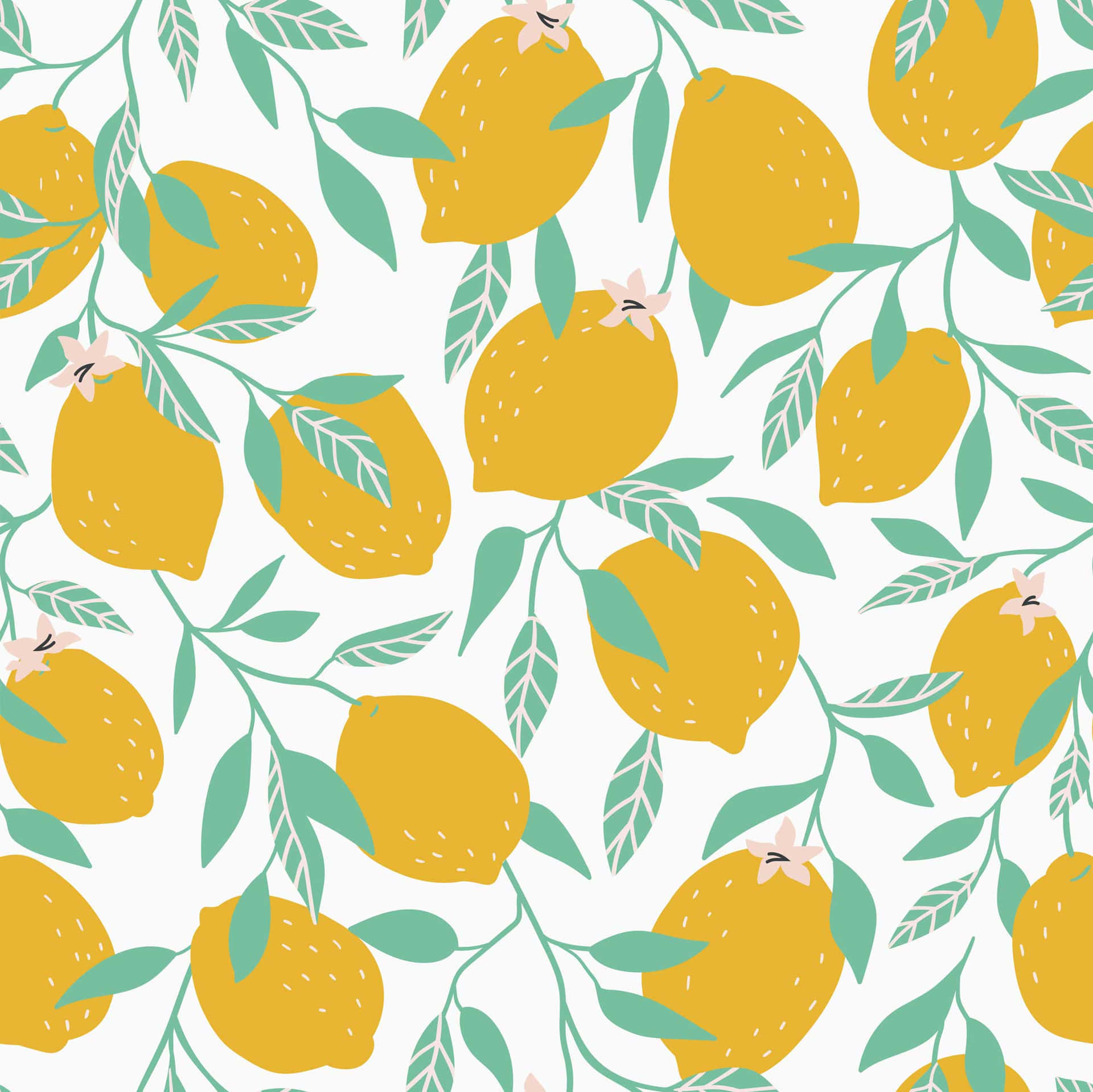 Lemon Branch Pattern Design Iphone Background