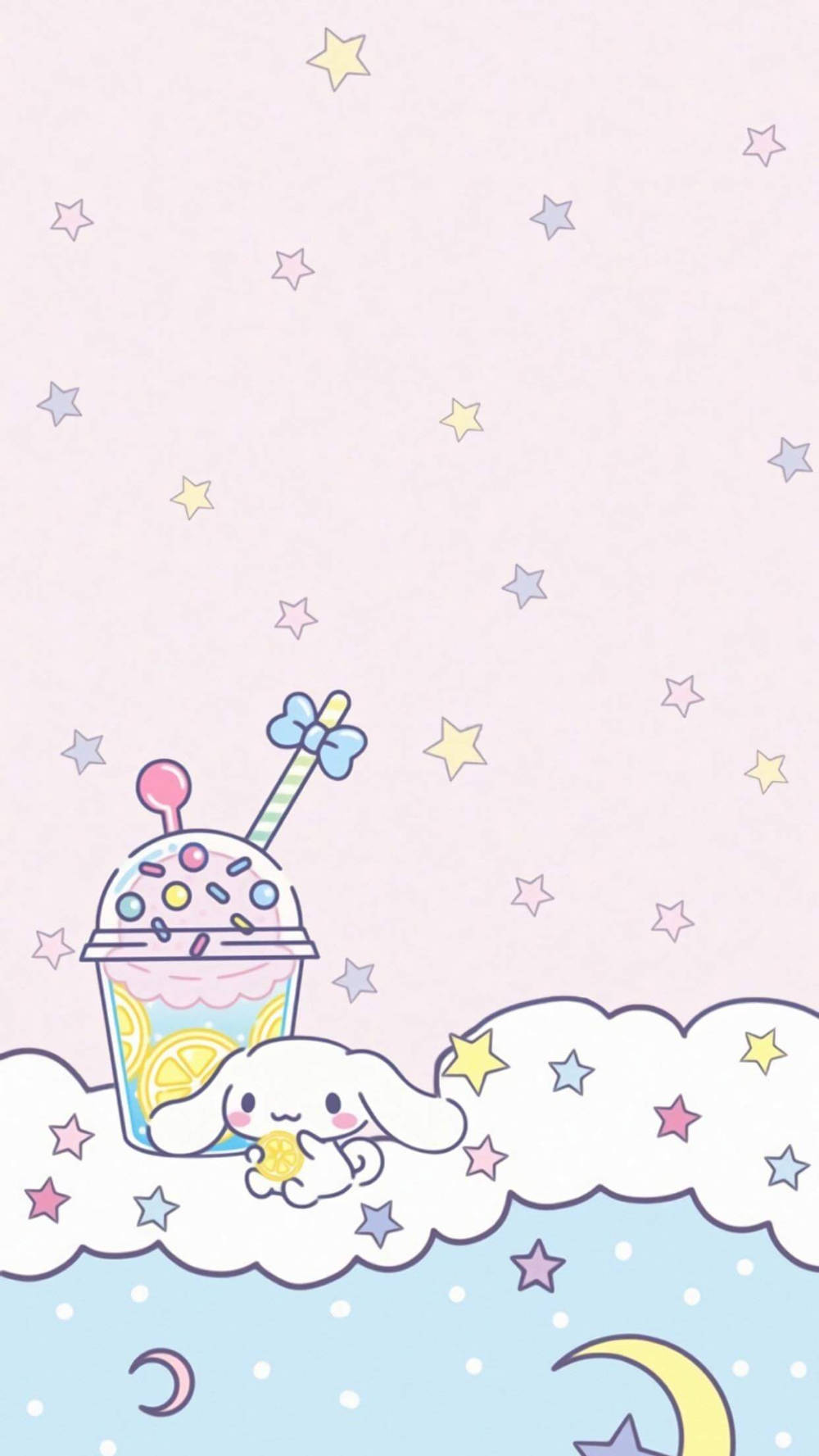 Lemon Drink And Clouds Pastel Cute Background