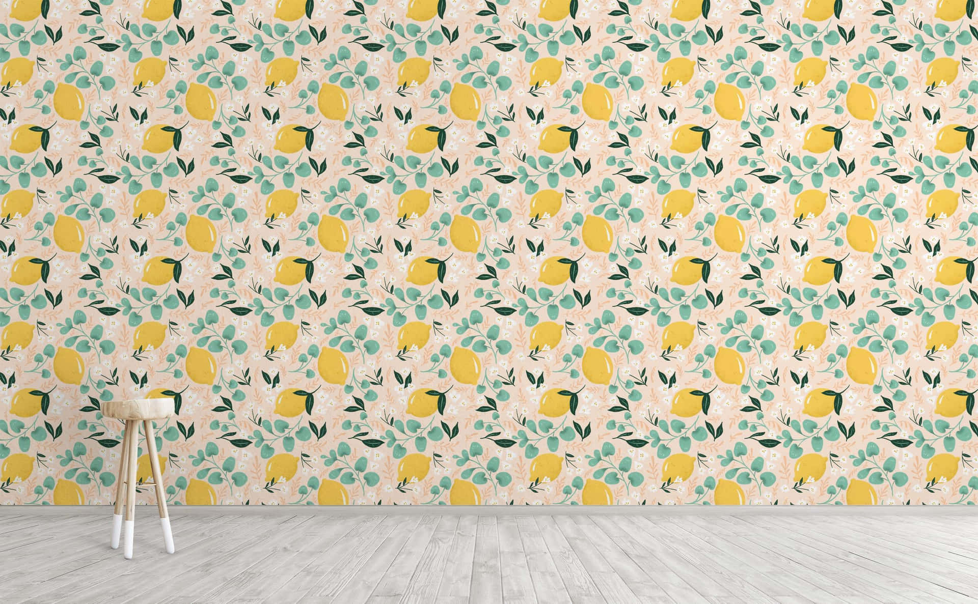 Lemon Watercolor Floral Patterns Background