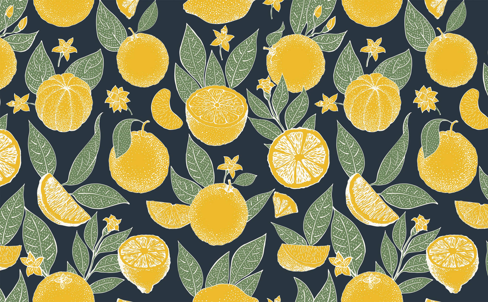 Lemon With Orange Mural Background