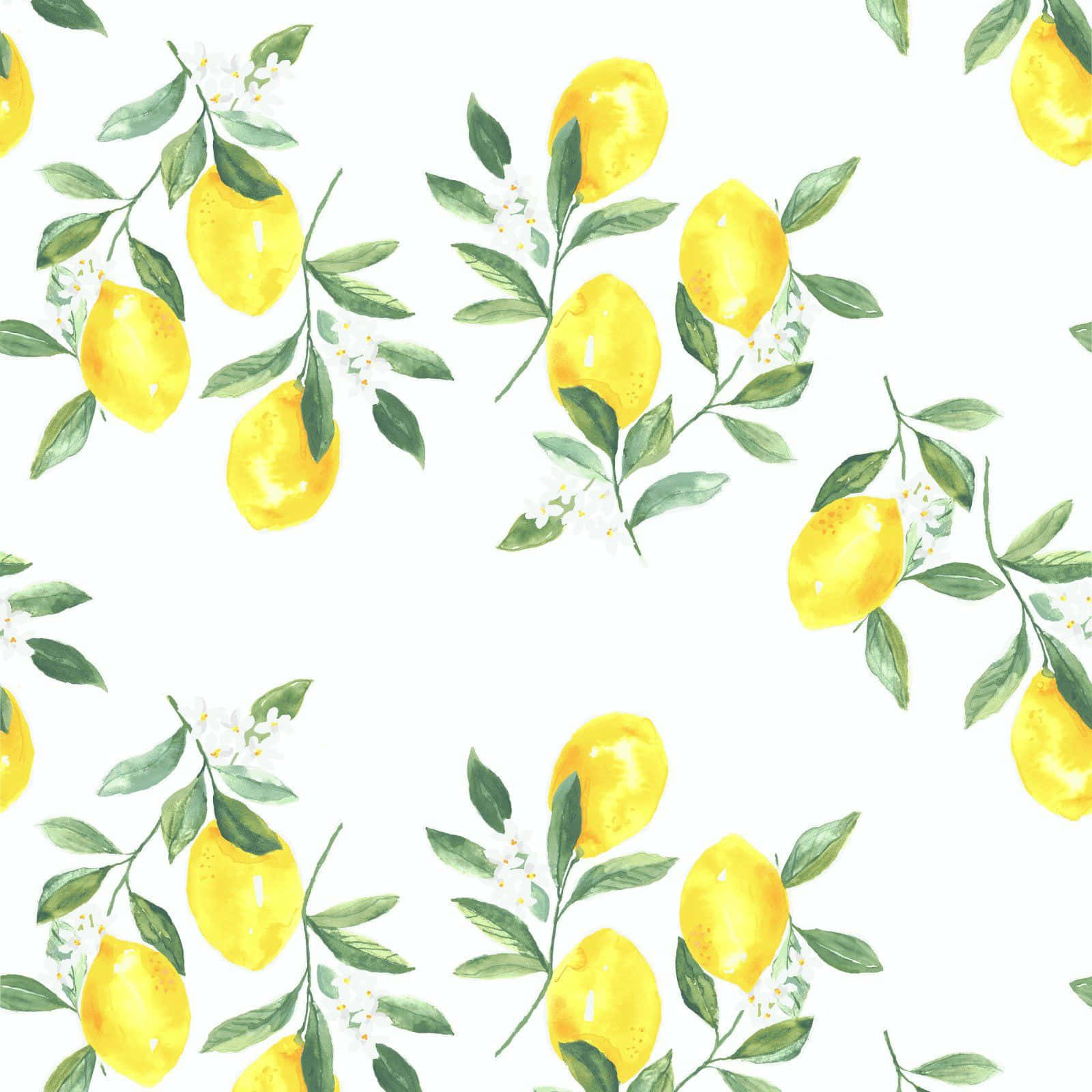 Lemons And Leaves Pattern Iphone Background