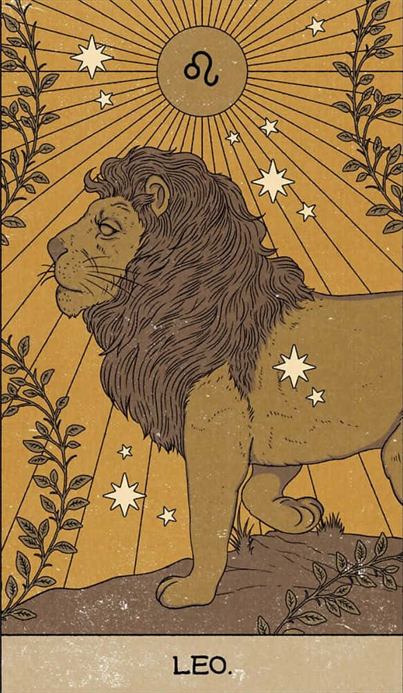 Leo Zodiac Sign And Lion Background