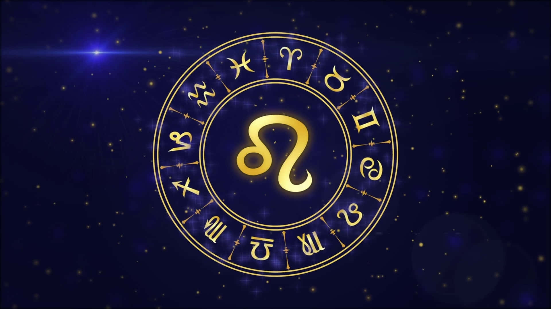Leo Zodiac Sign Wheel And Stars Background