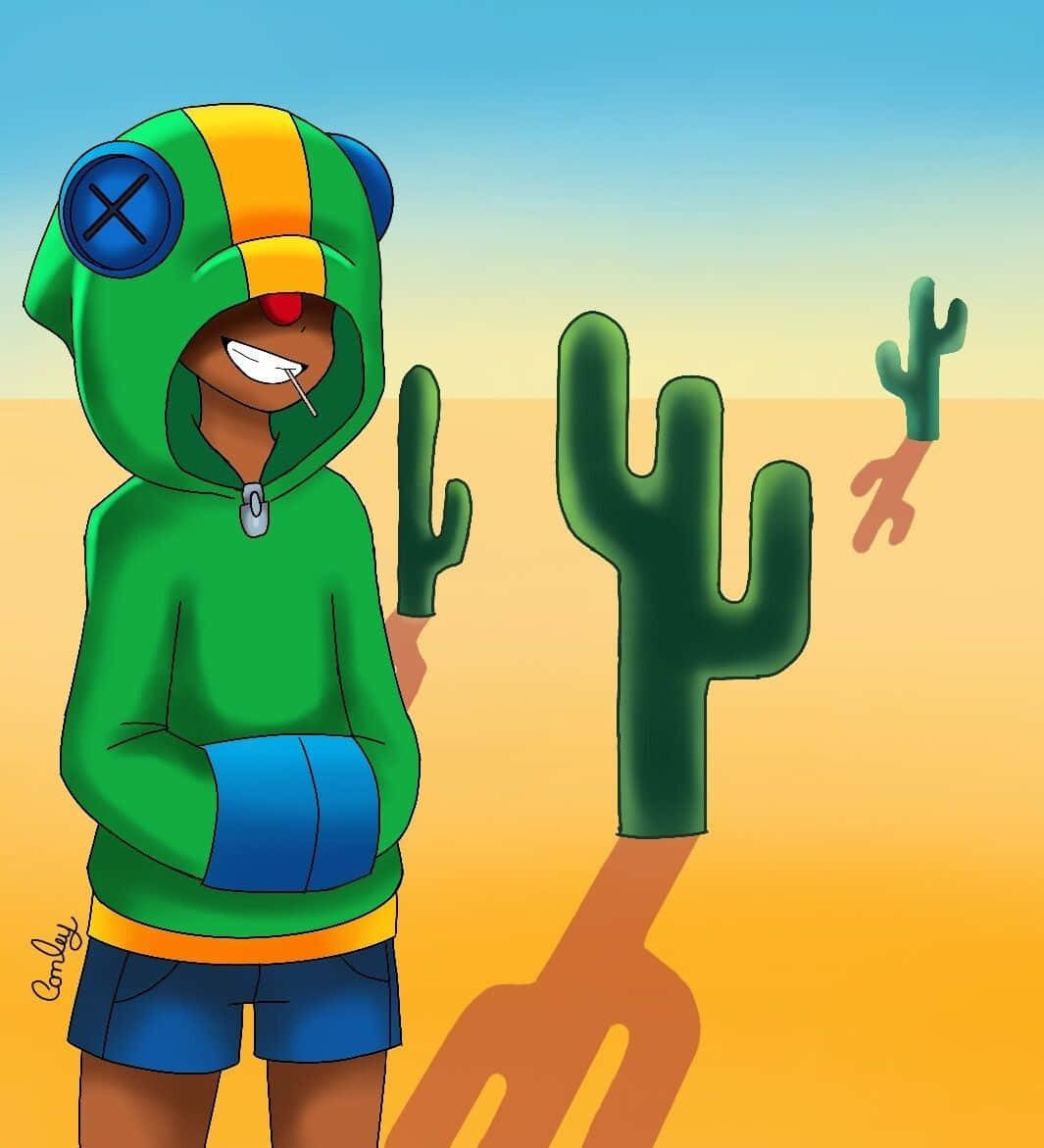 Leon Brawl Stars In Desert Background