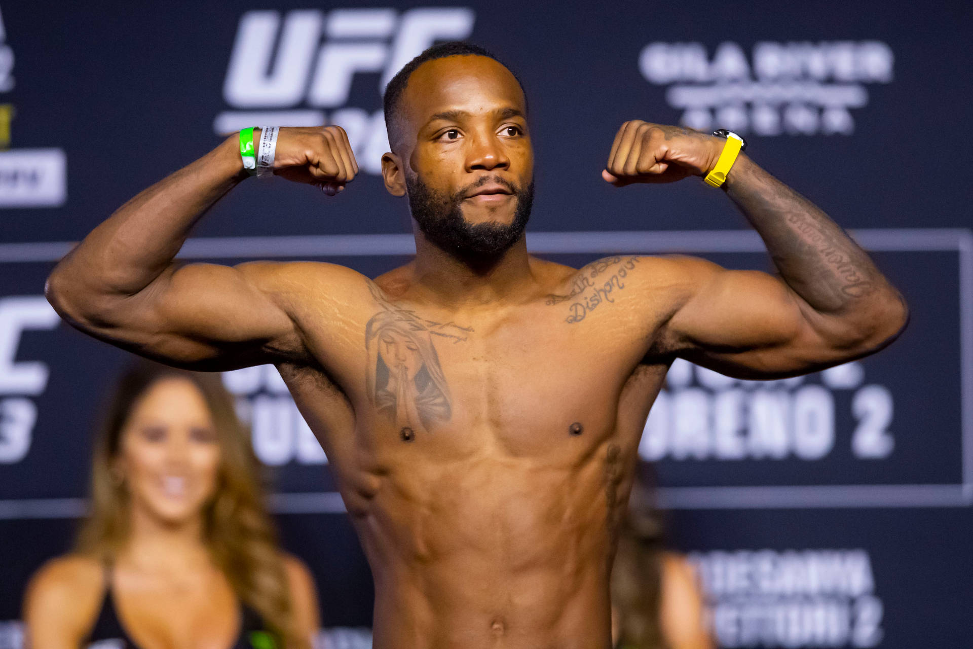 Leon Edwards Flexing Background