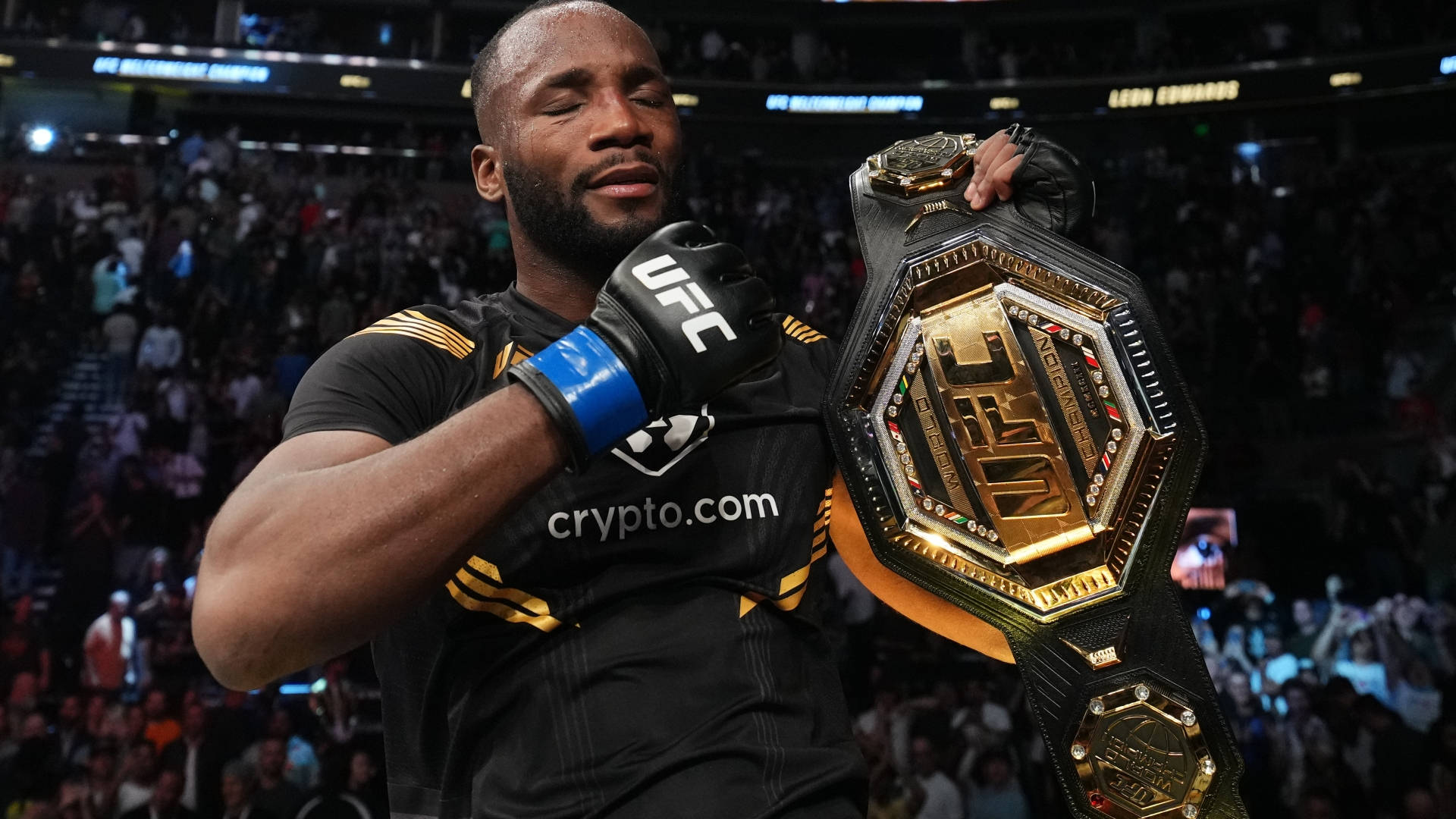 Leon Edwards With Belt Background