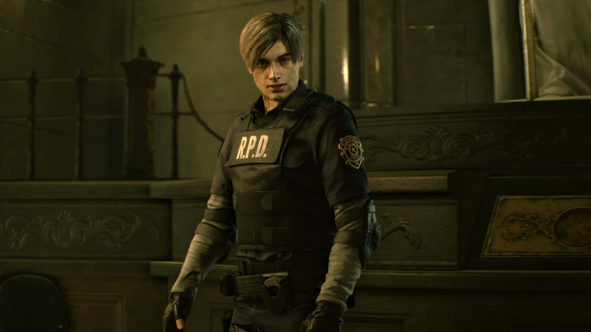 Leon Observes Resident Evil 2 Background