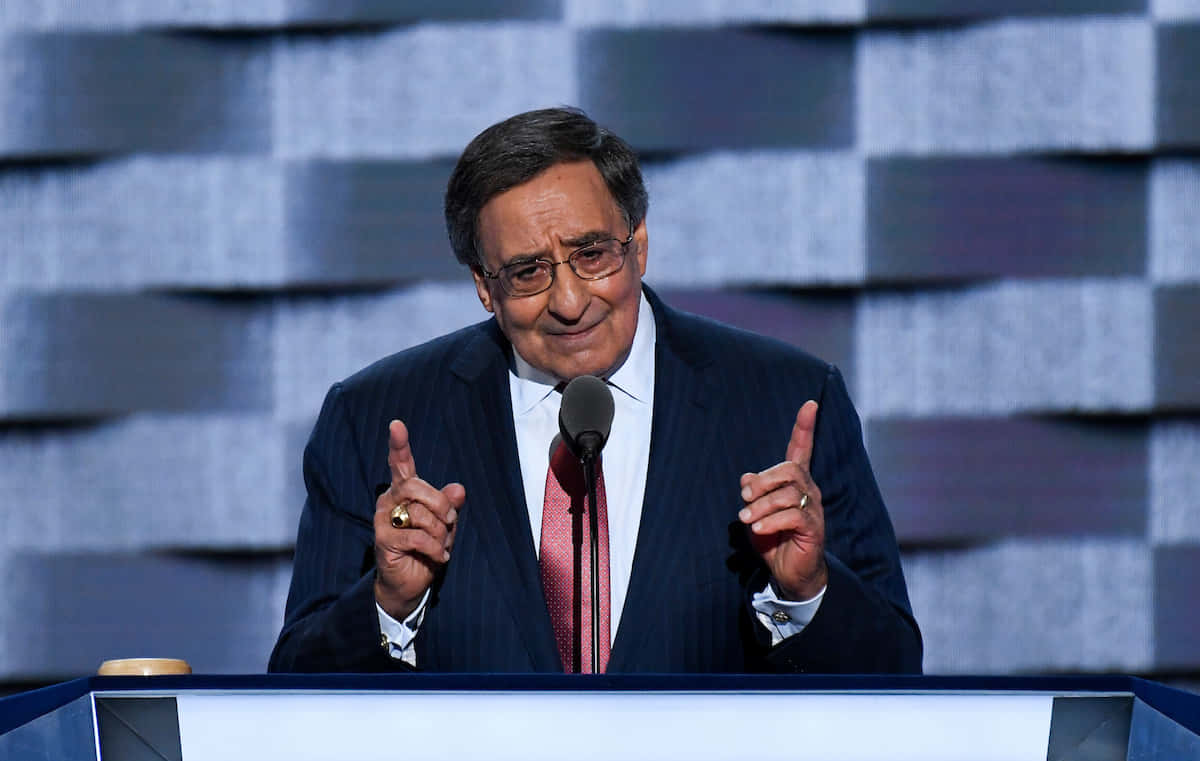 Leon Panetta Pointing Index Fingers Up Background