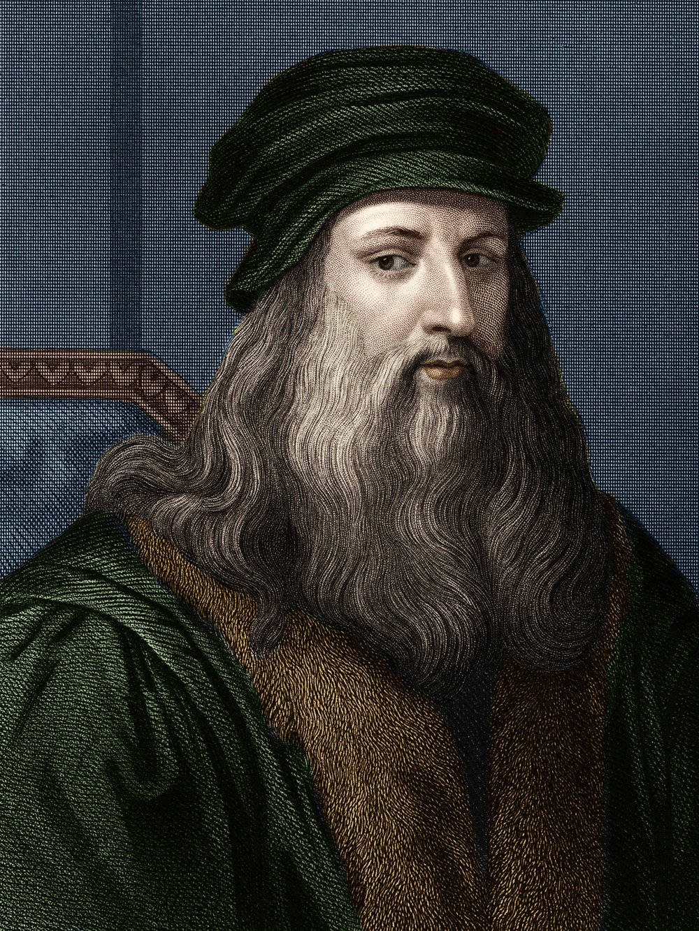 Leonardo Da Vinci Colored Portrait Background