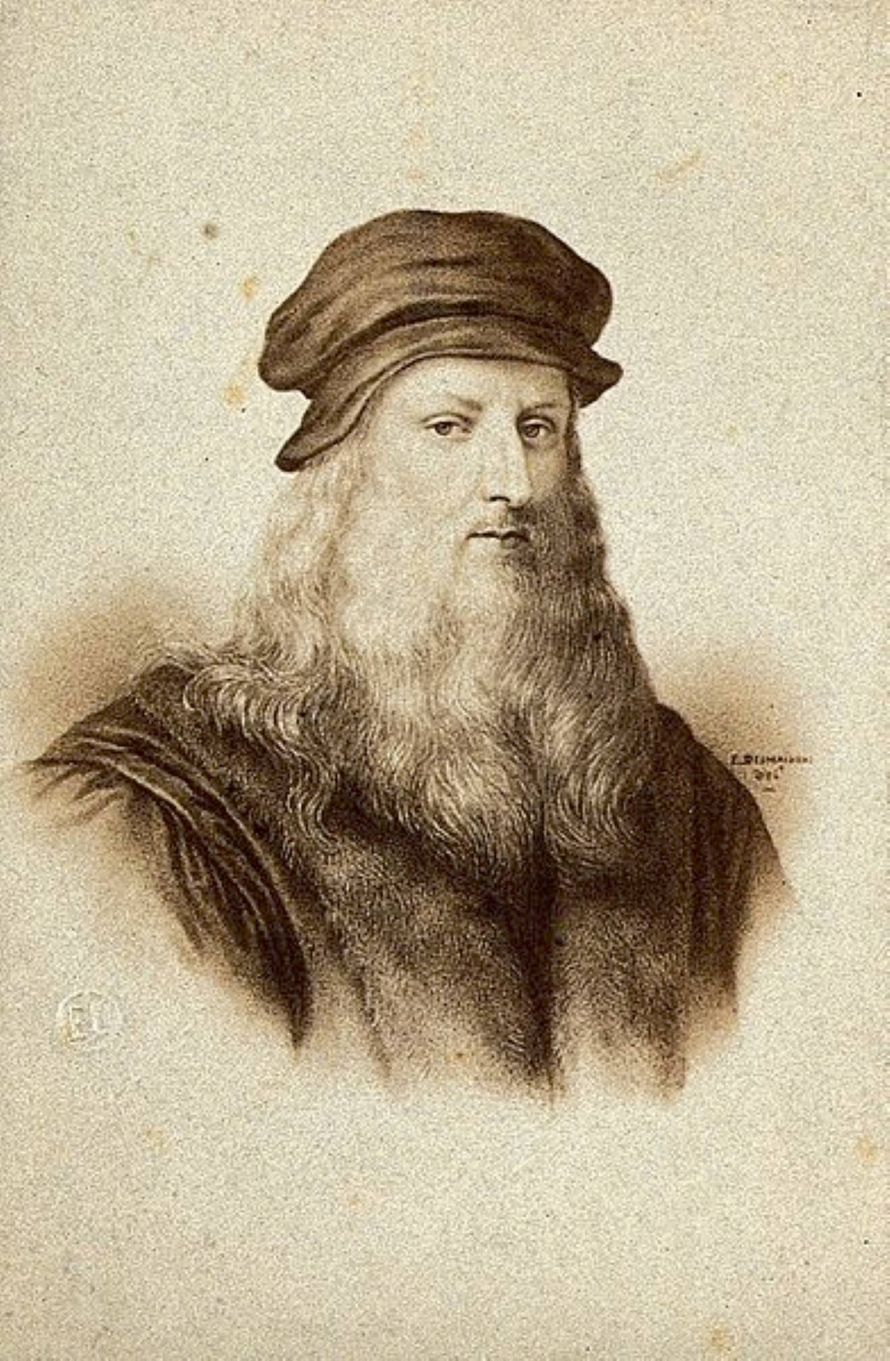 Leonardo Da Vinci Sepia Portrait Background
