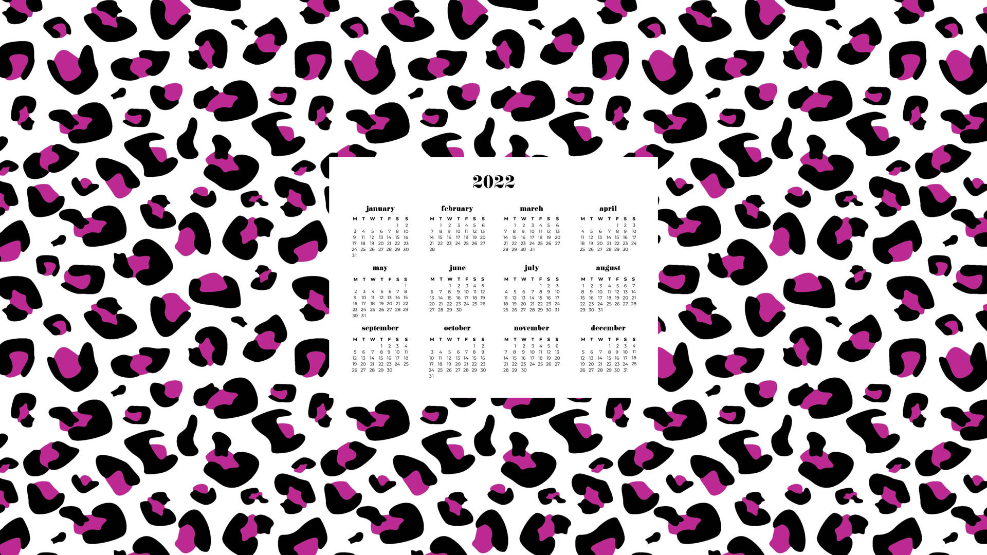 Leopard 2022 Calendar Background