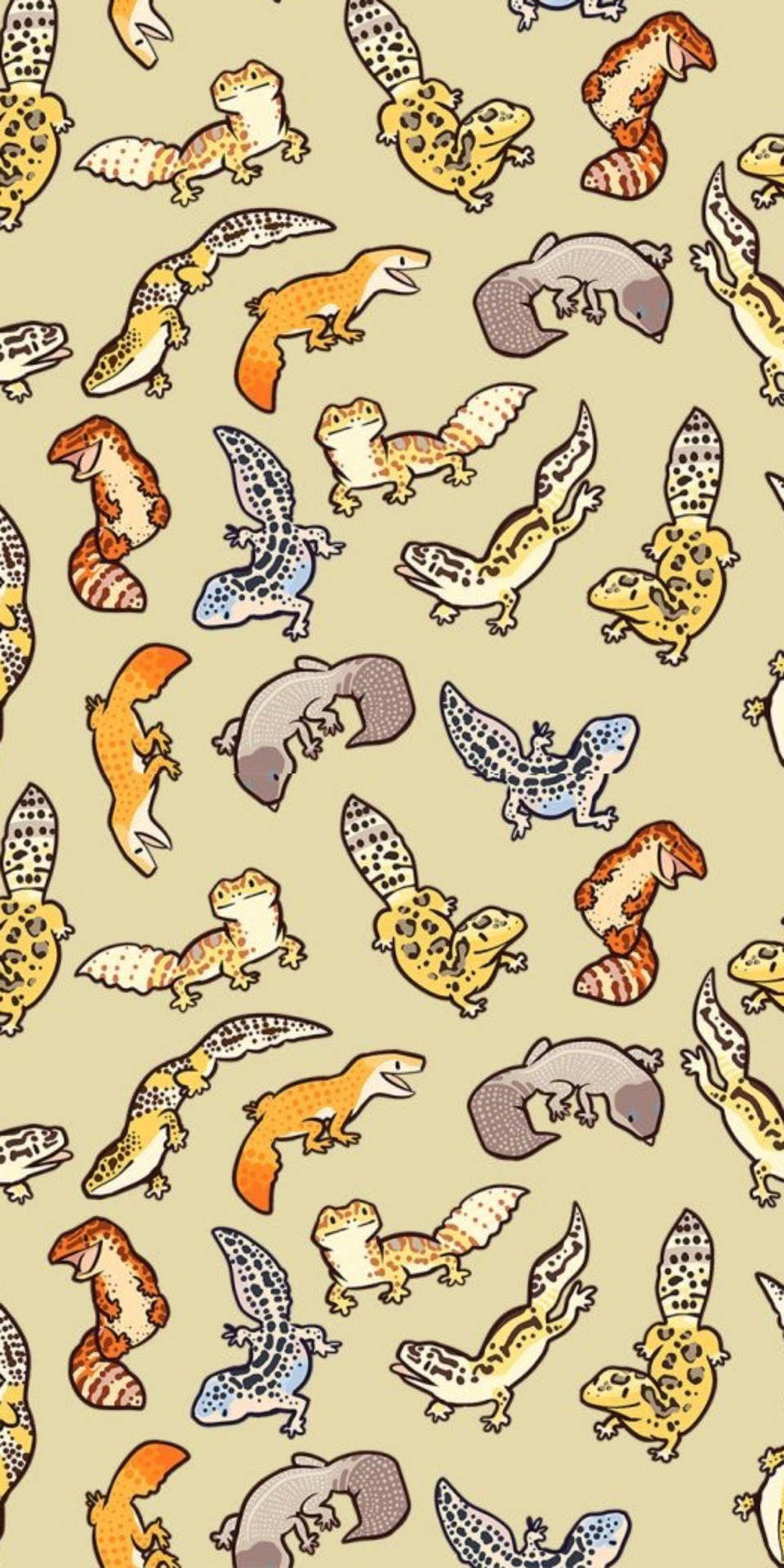 Leopard Gecko Pattern Cartoon Portrait Background