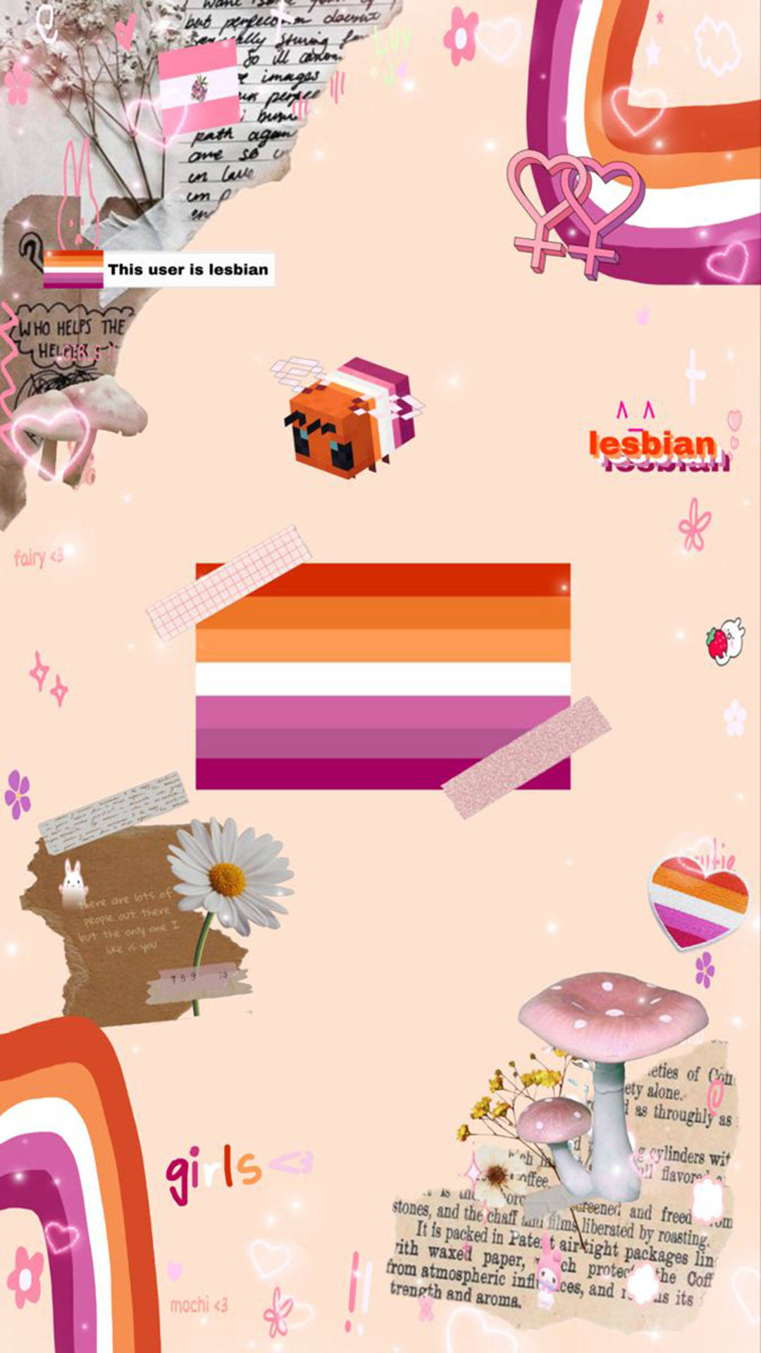 Lesbian Aesthetic Torn Collage Background