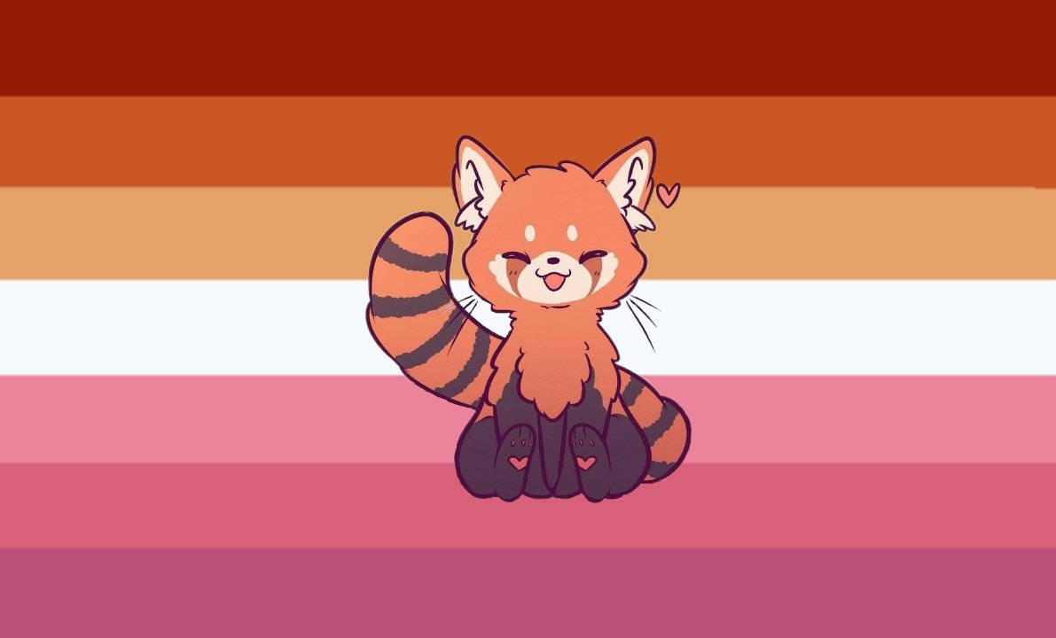 Lesbian Flag Raccoon Background