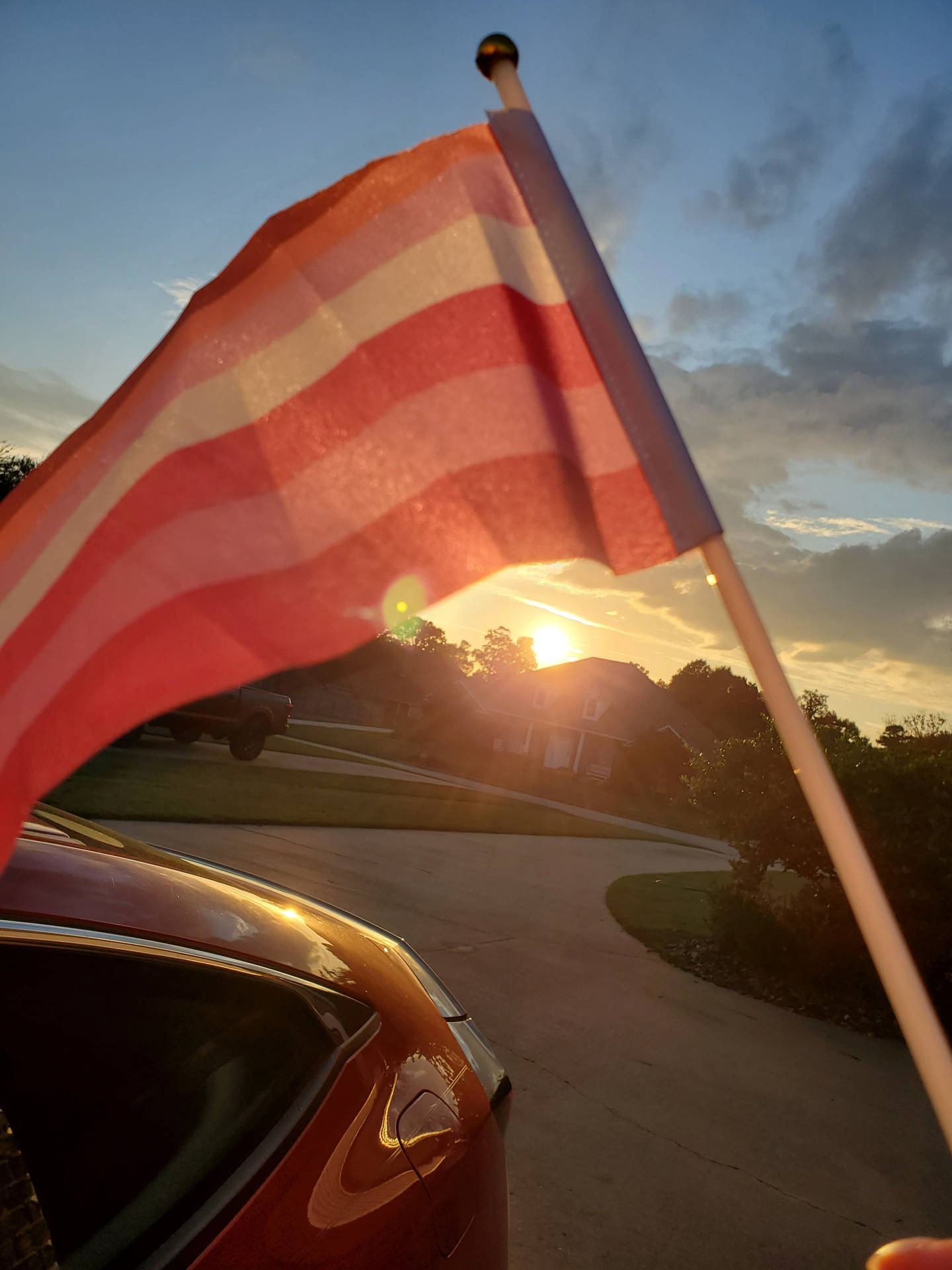 Lesbian Flag Sunset Background