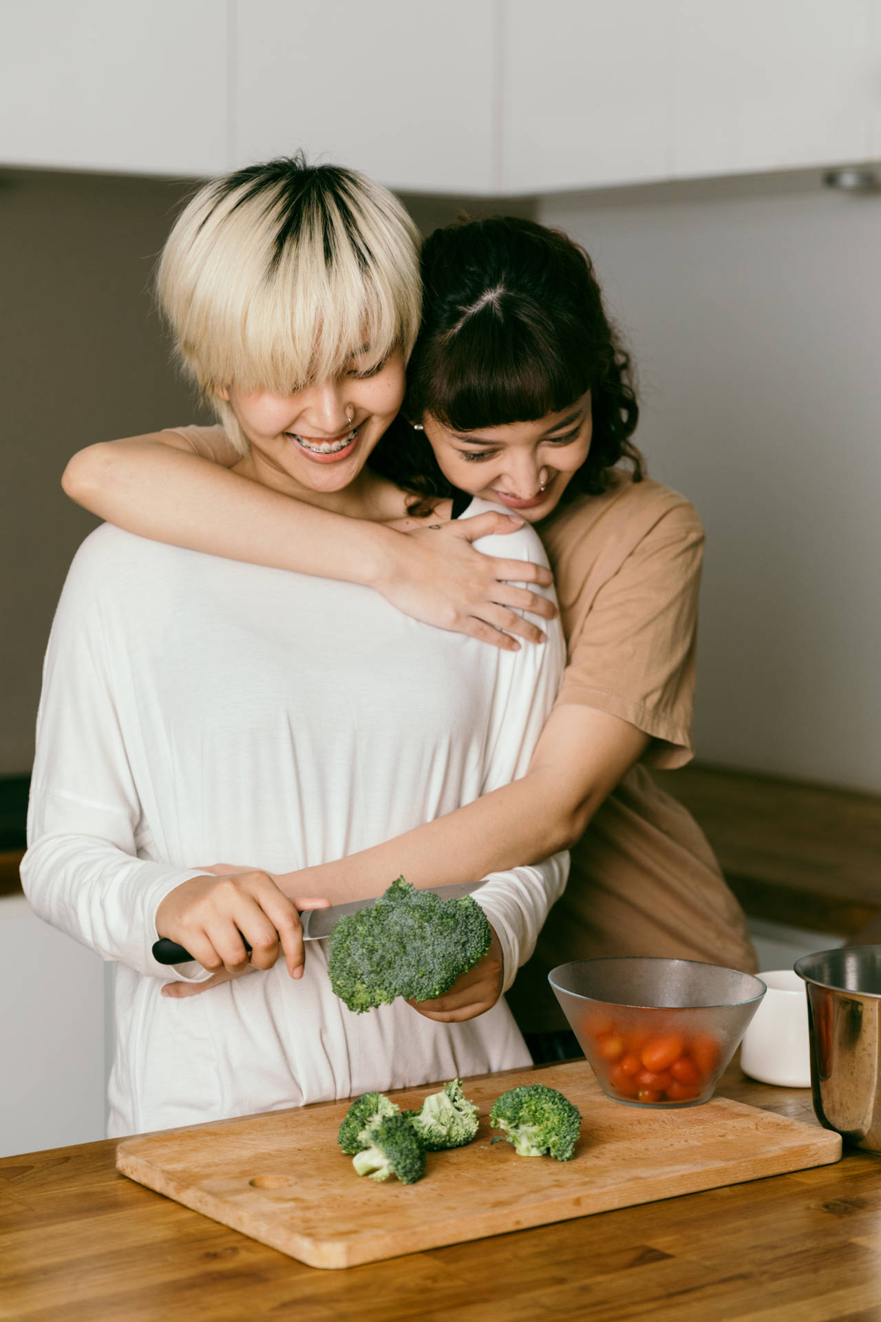 Lesbian Girl Back Hugs Background