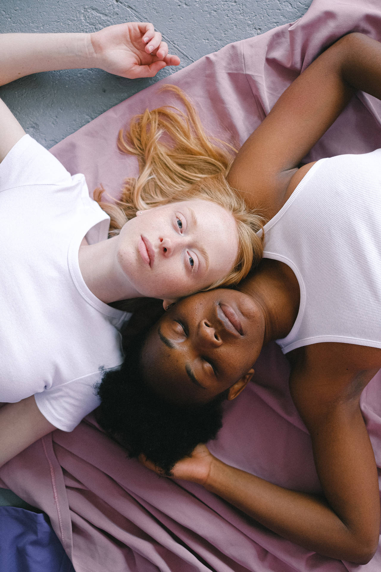 Lesbian Girl Lying On Ground Background