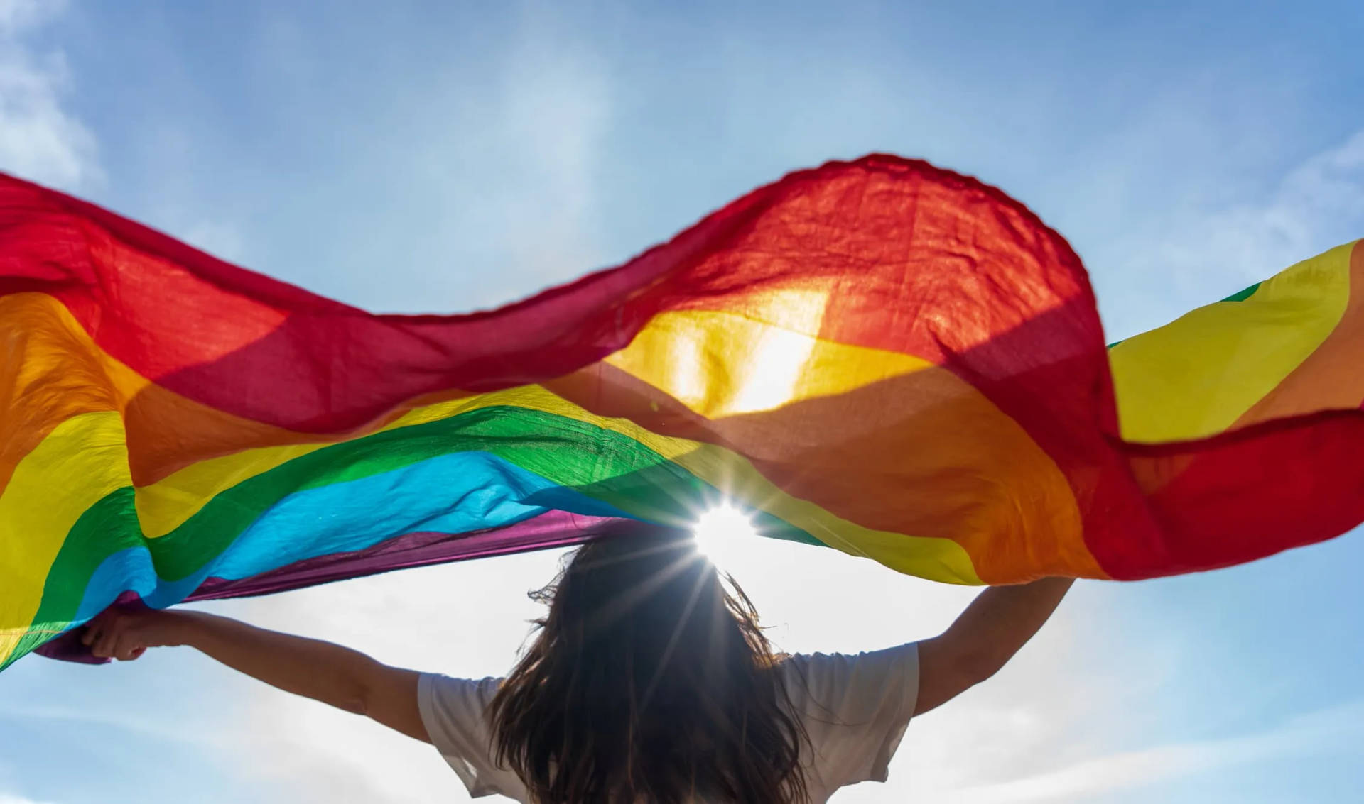 Lesbian Girl Waving Flag Background