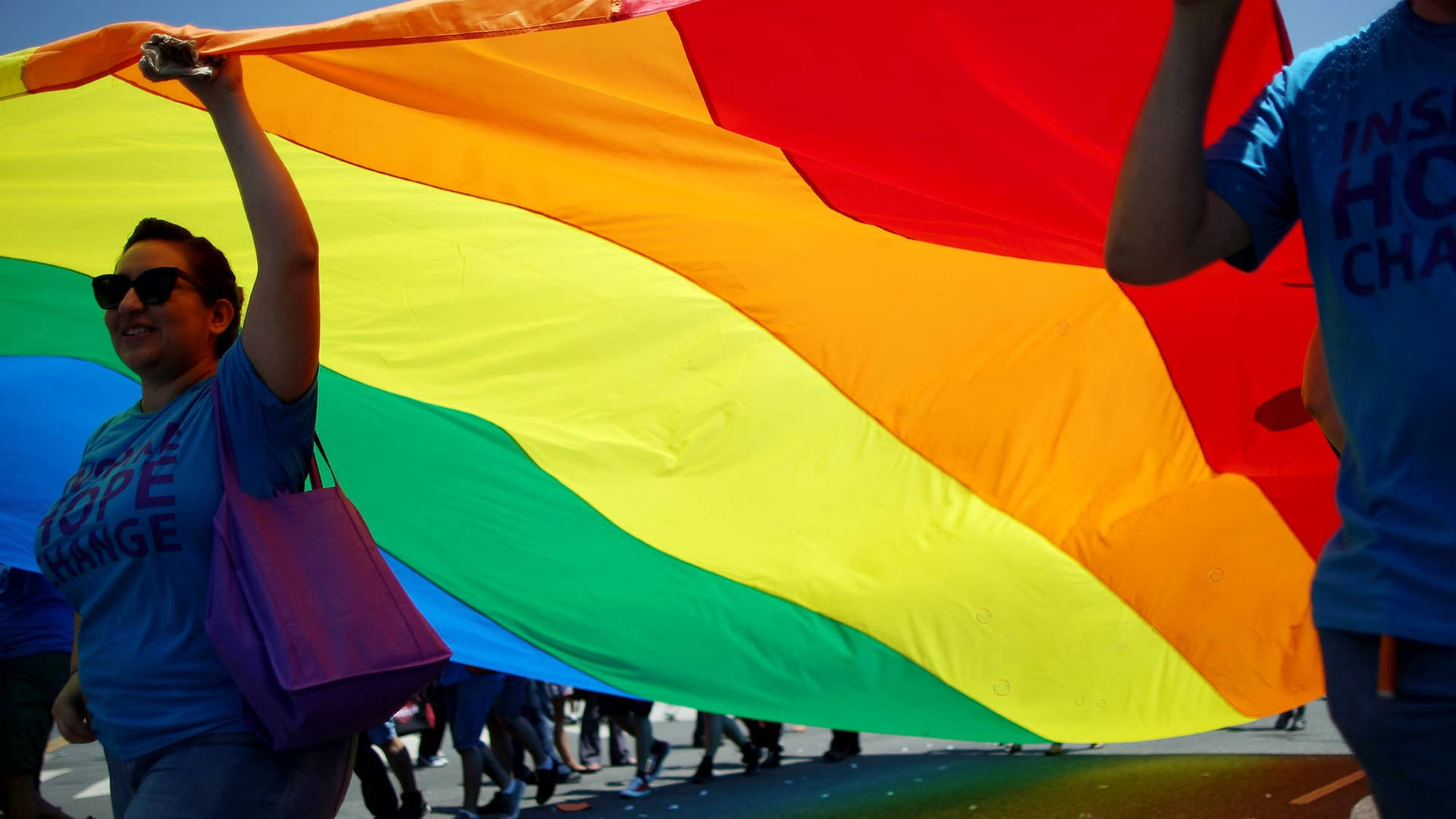 Lesbian Girl Waving Flag Background