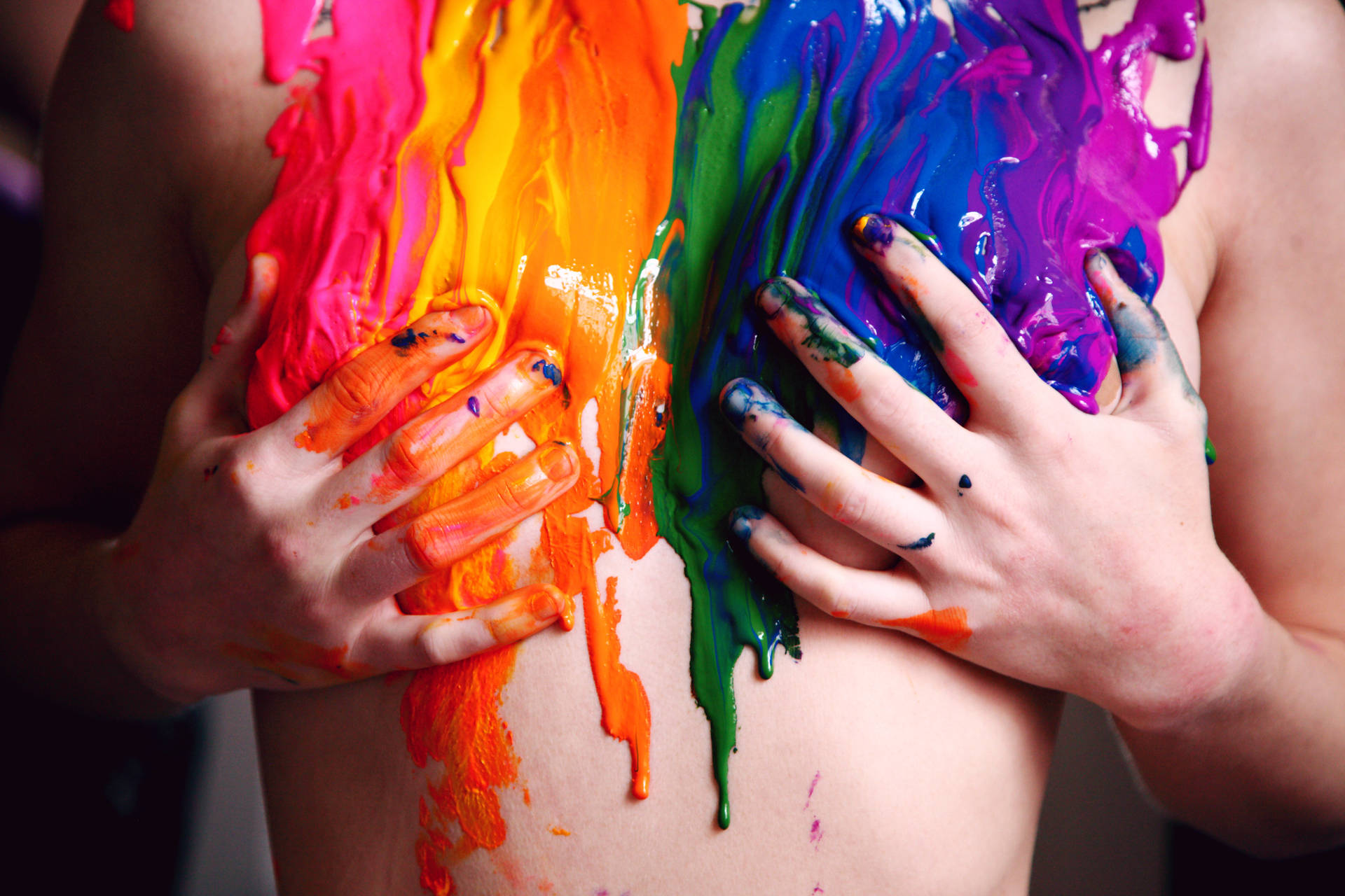 Lesbian Rainbow Body Paint Background